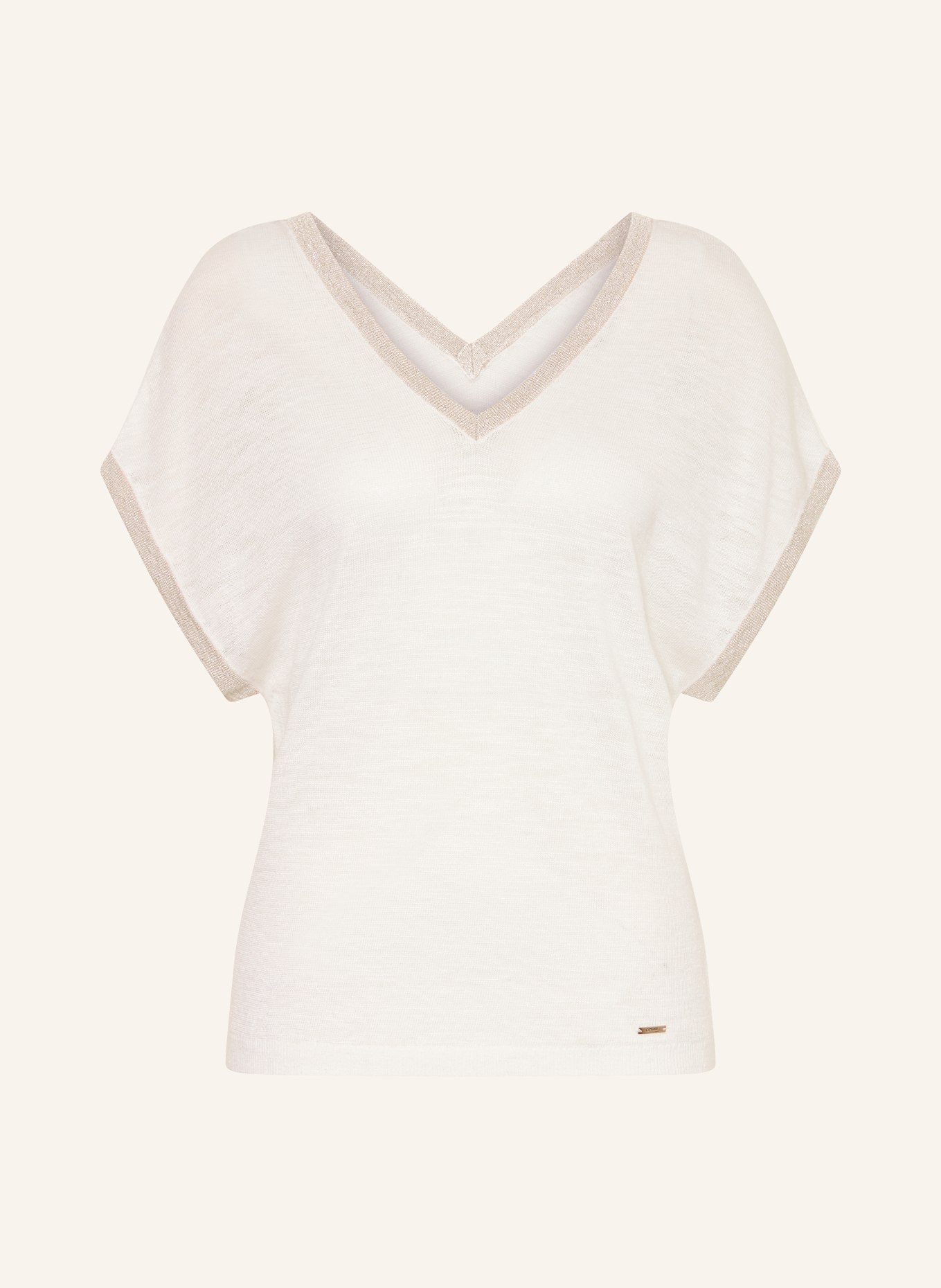 CINQUE Strickshirt CIMAYO mit Leinen: WEISS / BEIGE