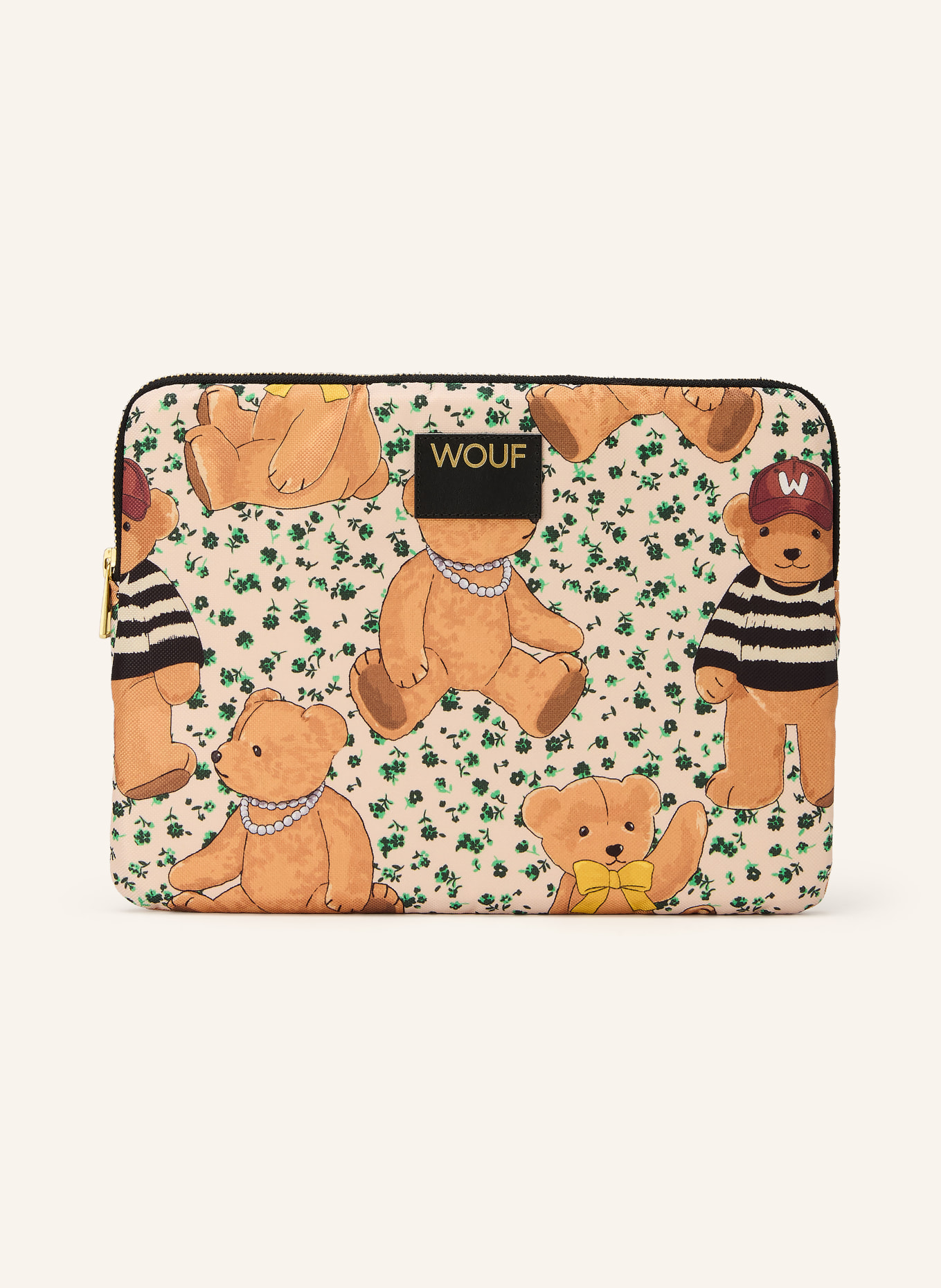 WOUF Laptop sleeve CUTE: LIGHT BROWN / GOLD / GREEN