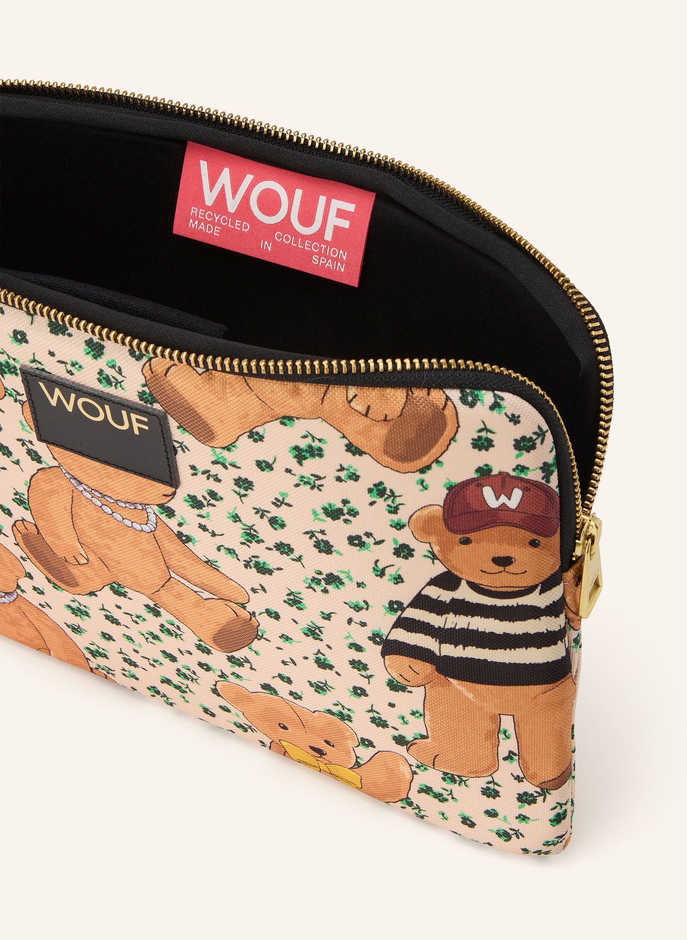 WOUF Laptop sleeve CUTE: LIGHT BROWN / GOLD / GREEN