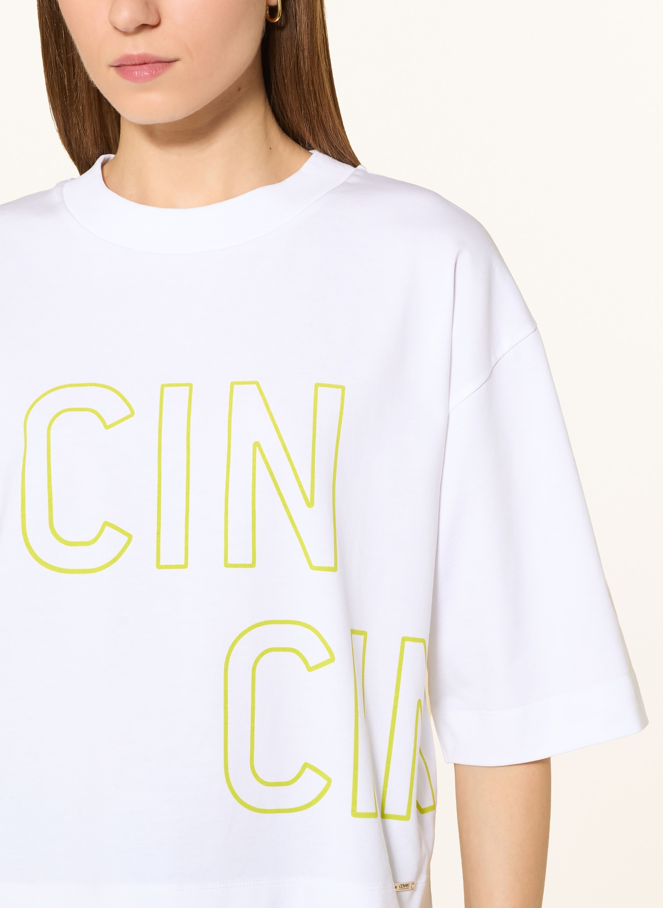 CINQUE Shirt CITIANA mit 3/4-Arm: WEISS / NEONGRÜN