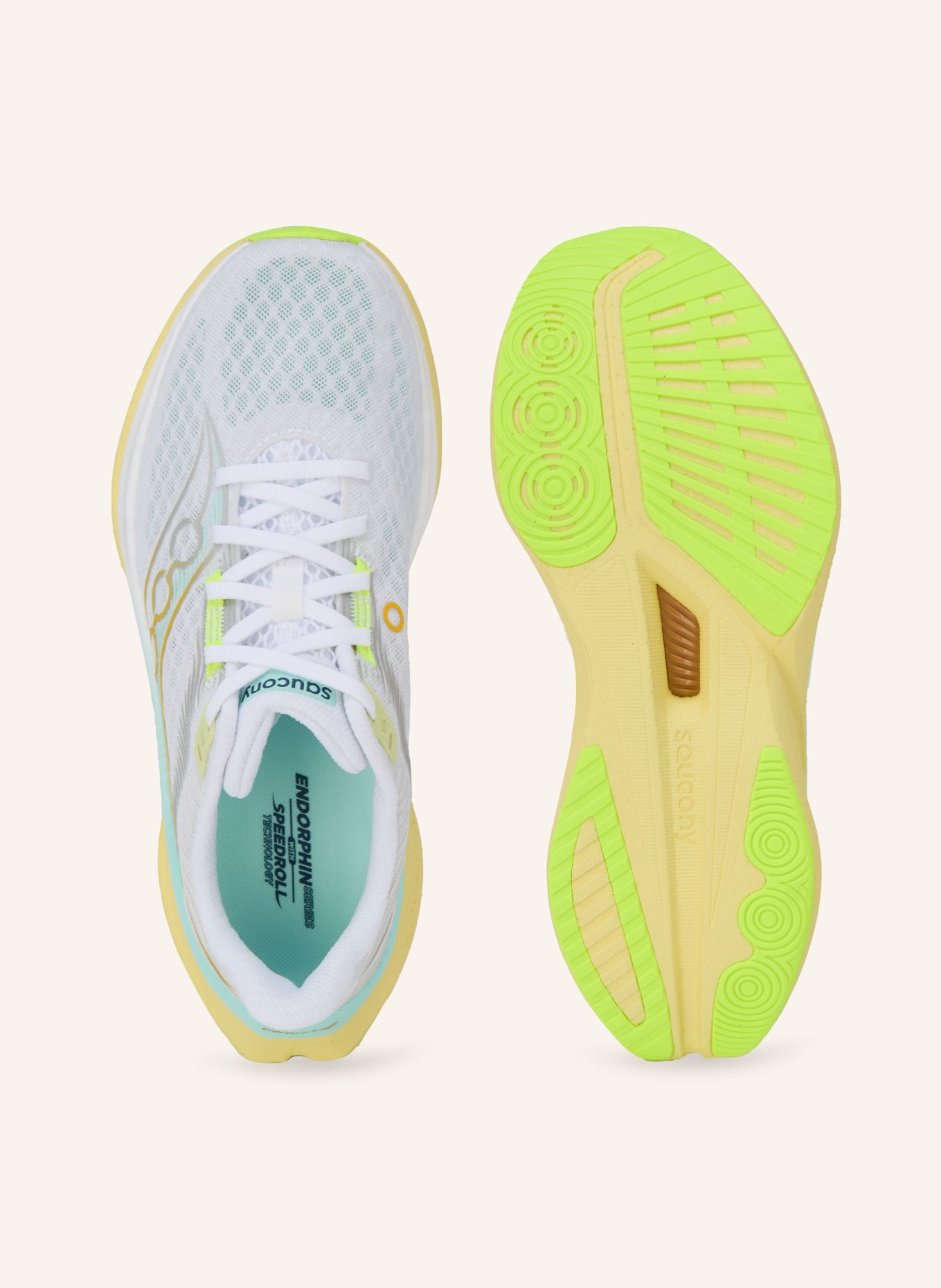 saucony Běžecké boty ENDORPHIN SPEED 5: BÍLÁ / NEONOVĚ ZELENÁ / TYRKYSOVÁ