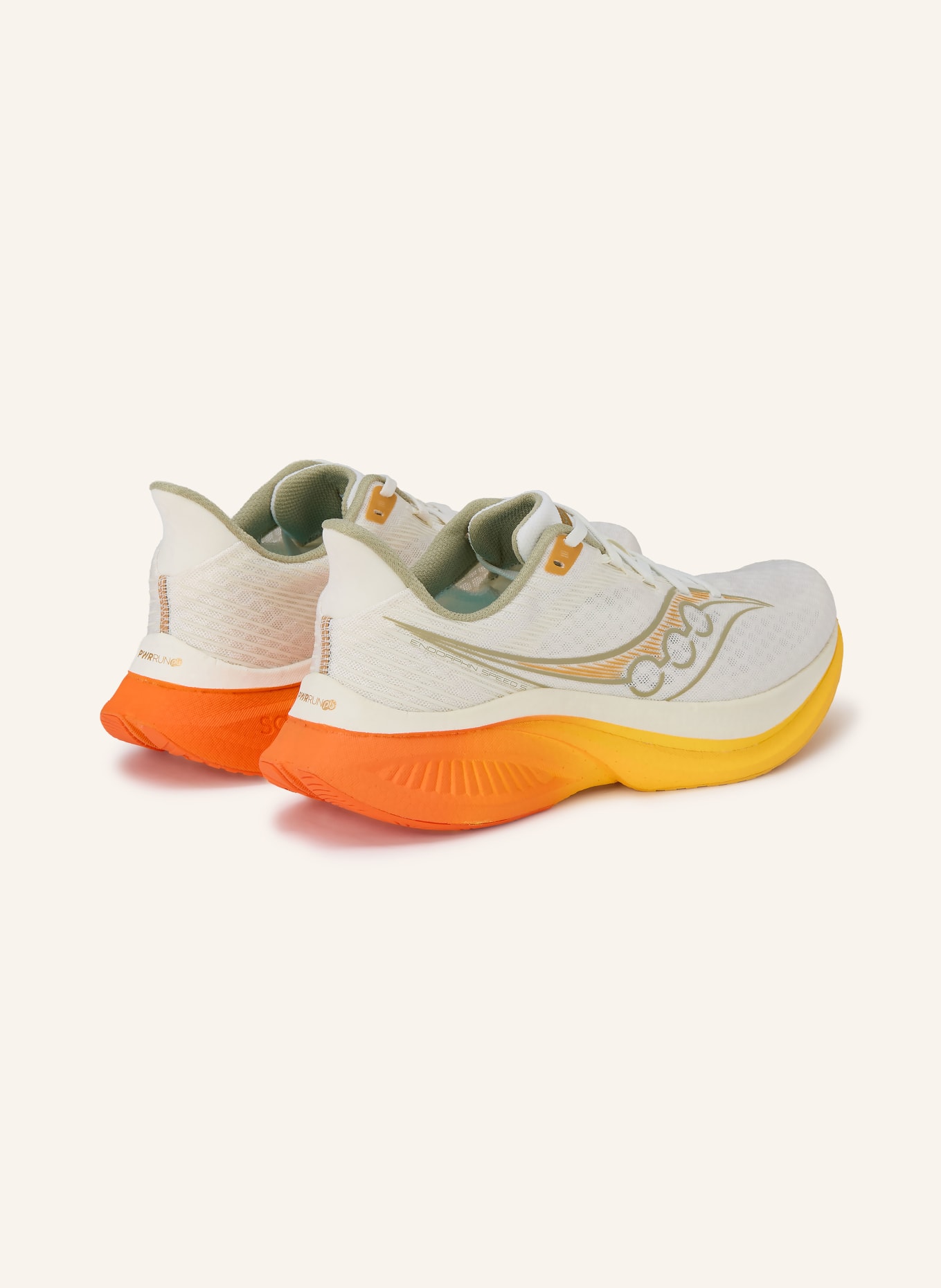 saucony ENDORPHIN SPEED 5 running shoes: WHITE / SILVER / ORANGE