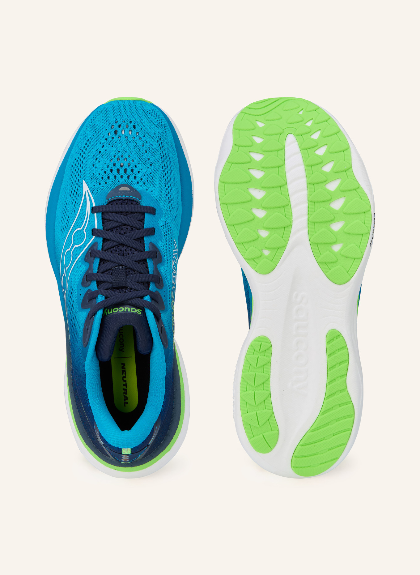 saucony Běžecké boty RIDE 19: MODRÁ / NEONOVĚ ZELENÁ / ČERNÁ