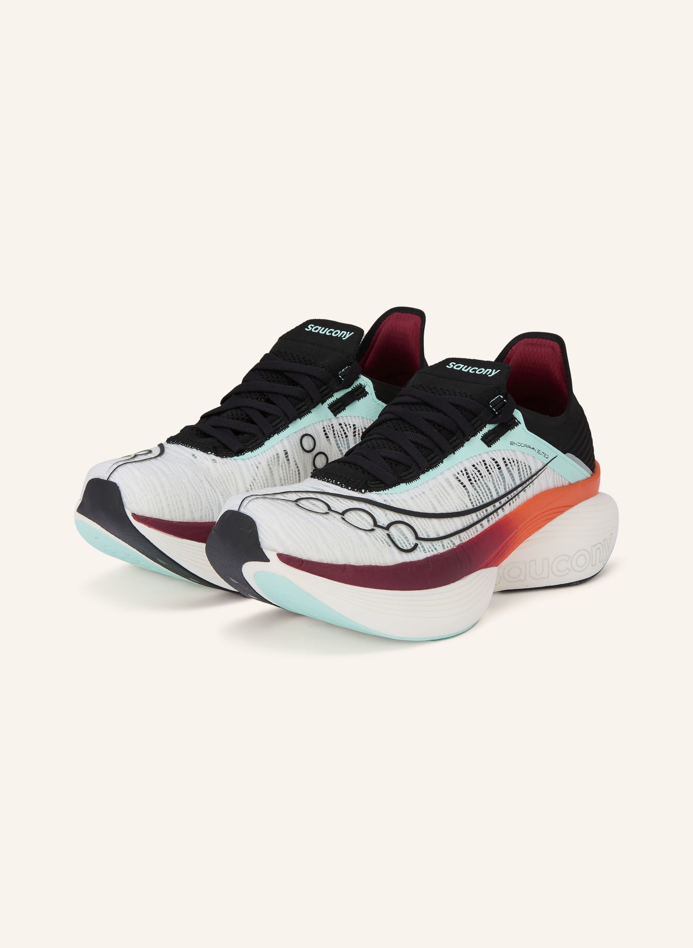 saucony Laufschuhe ENDORPHIN ELITE 2: WEISS / TÜRKIS / SCHWARZ