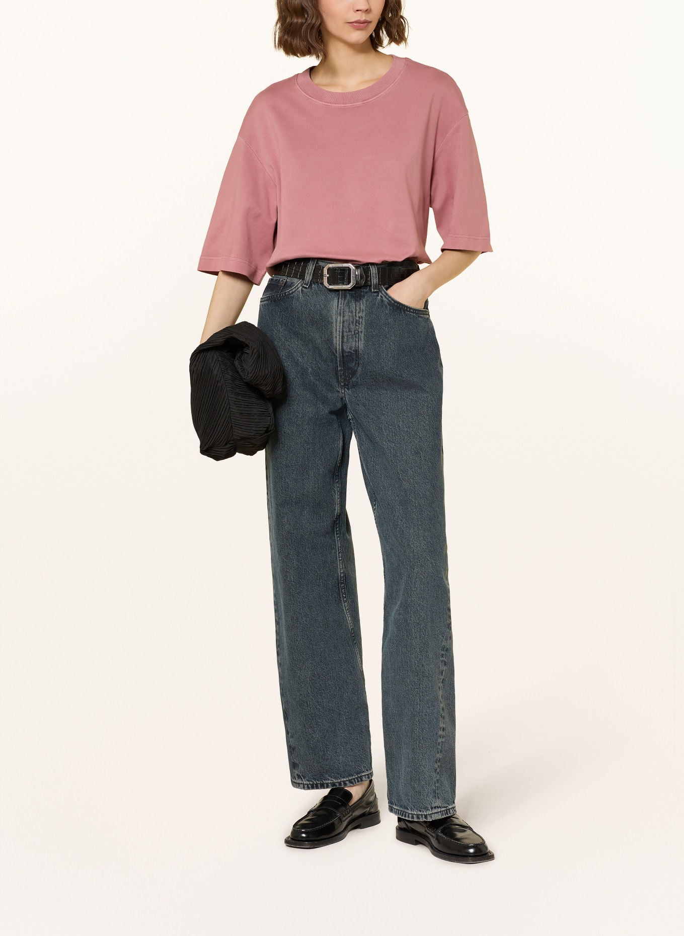 COS Oversized tričko s 3/4 rukávy: STARORŮŽOVÁ