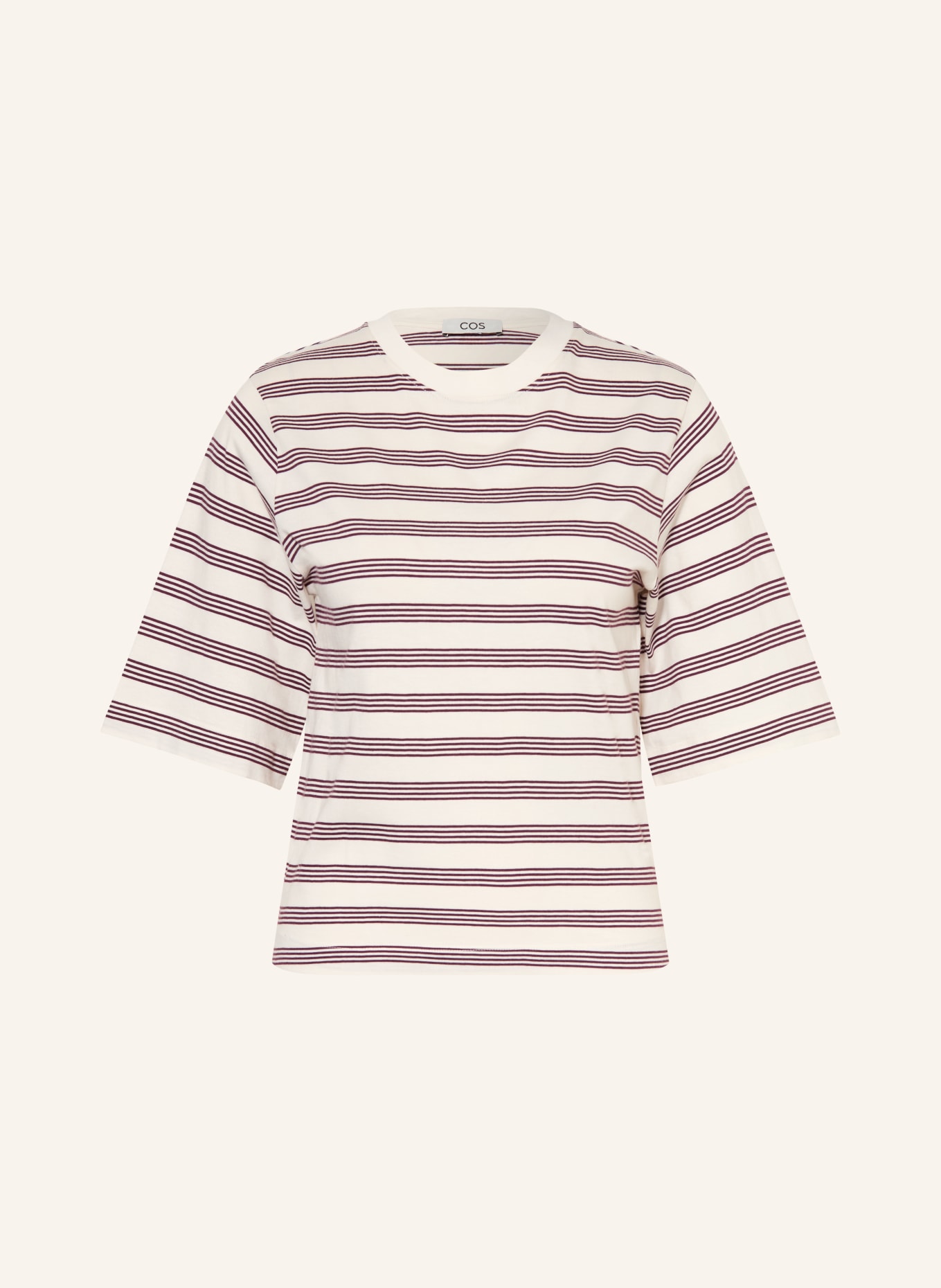 COS Tričko s 3/4 rukávem: REŽNÁ / TMAVĚ ČERVENÁ