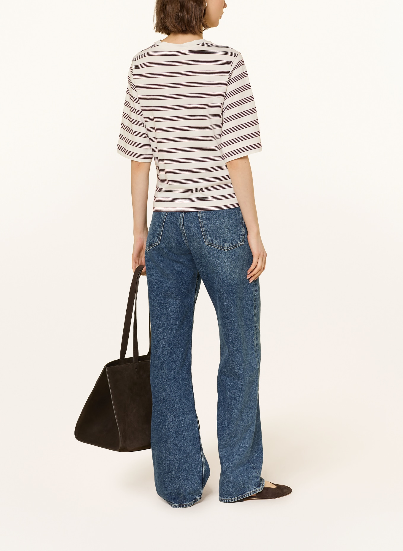 COS Tričko s 3/4 rukávem: REŽNÁ / TMAVĚ ČERVENÁ