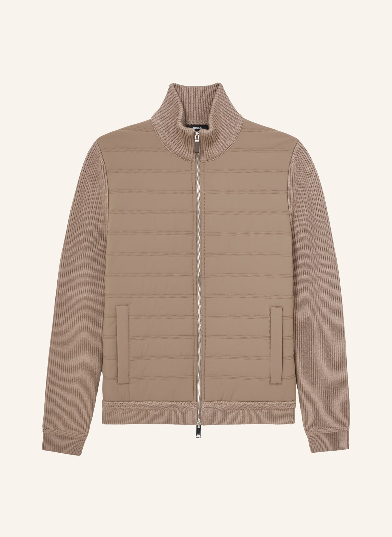 REISS Gewatteerde jas in verschillende materialen: TAUPE