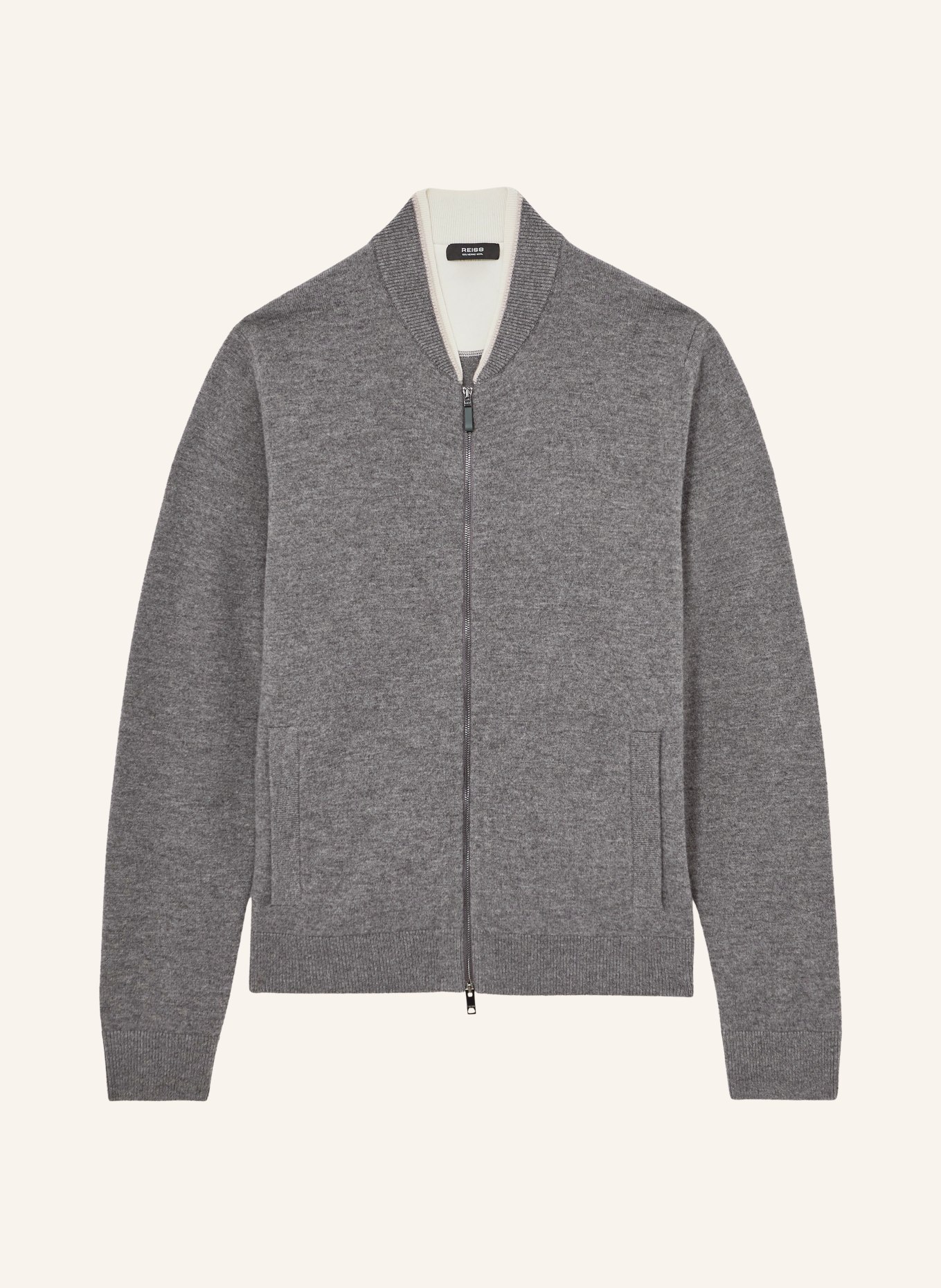 REISS Strickjacke CLIFFORD: DUNKELGRAU / CREME / WEISS