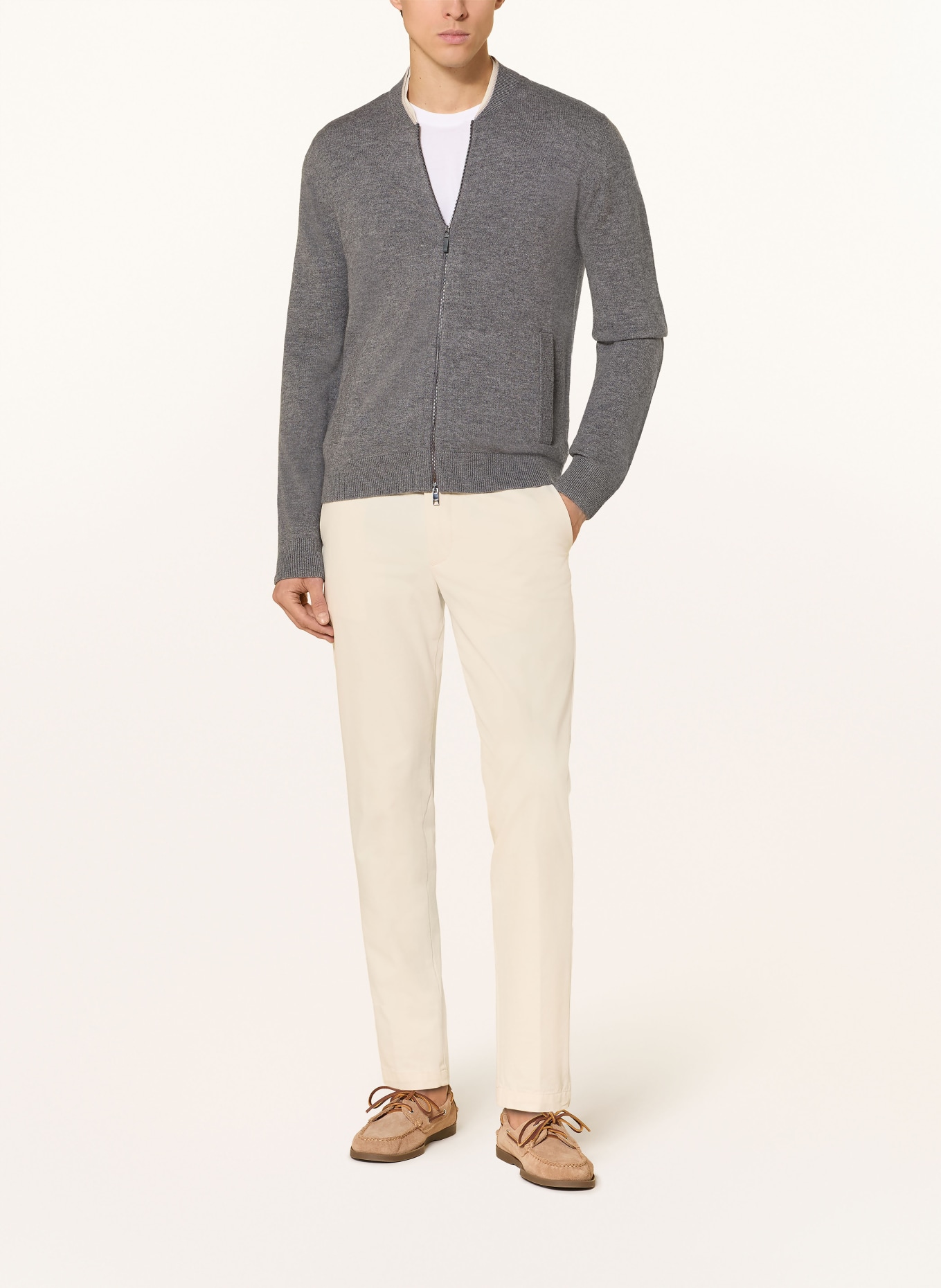 REISS Strickjacke CLIFFORD: DUNKELGRAU / CREME / WEISS