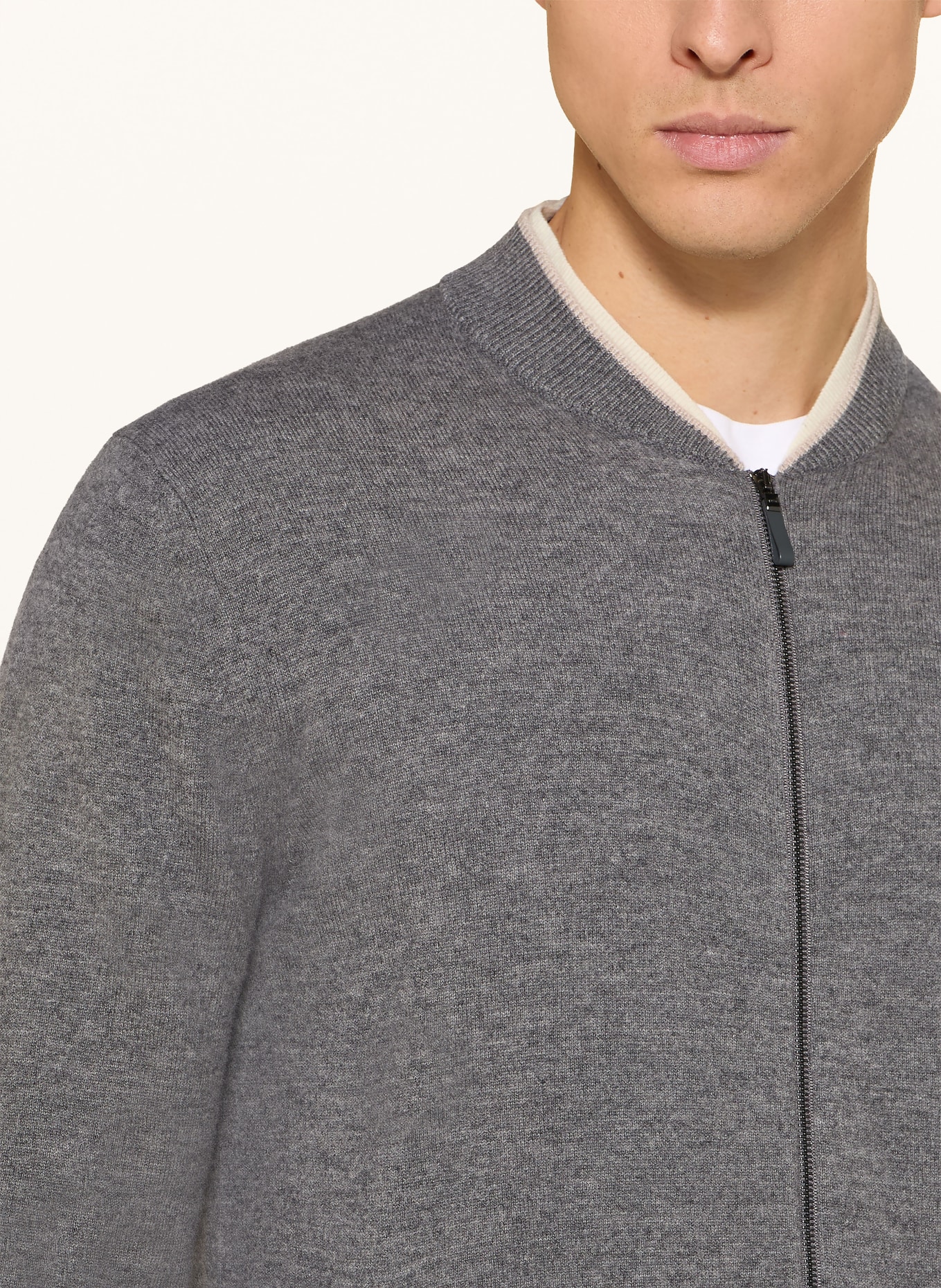 REISS Strickjacke CLIFFORD: DUNKELGRAU / CREME / WEISS