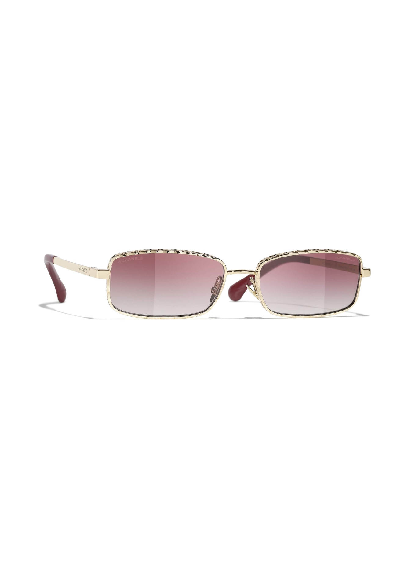 CHANEL Rechteckige Sonnenbrille: GOLD/ ROSA VERLAUF