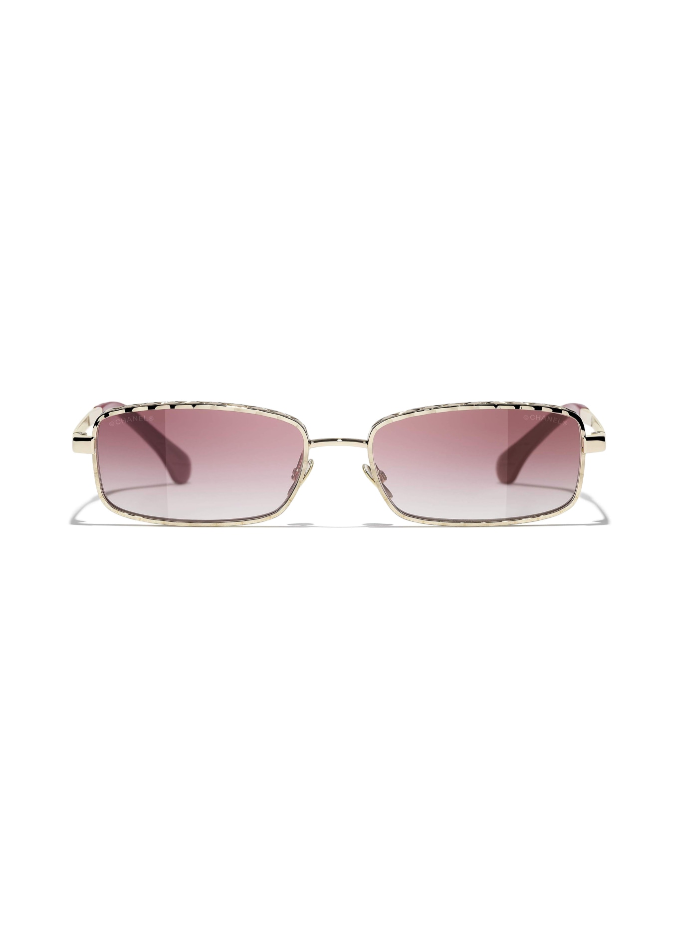 CHANEL Rechteckige Sonnenbrille: GOLD/ ROSA VERLAUF