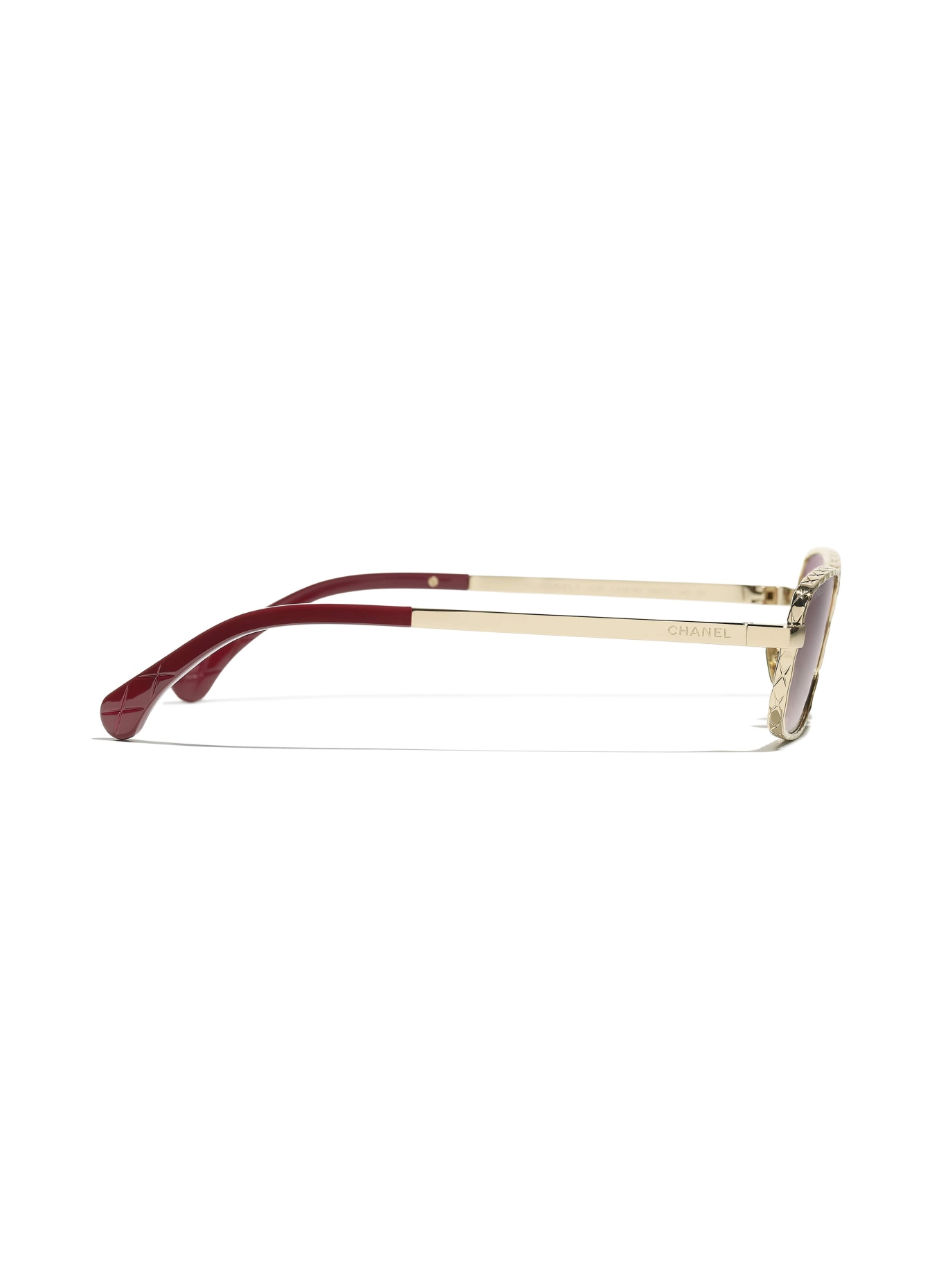 CHANEL Rechteckige Sonnenbrille: GOLD/ ROSA VERLAUF