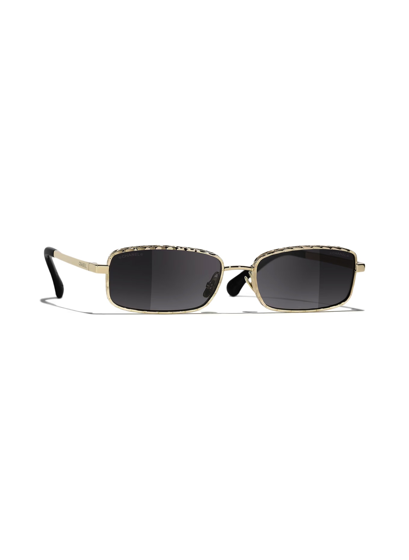 CHANEL Rechteckige Sonnenbrille: GOLD/ GRAU VERLAUF