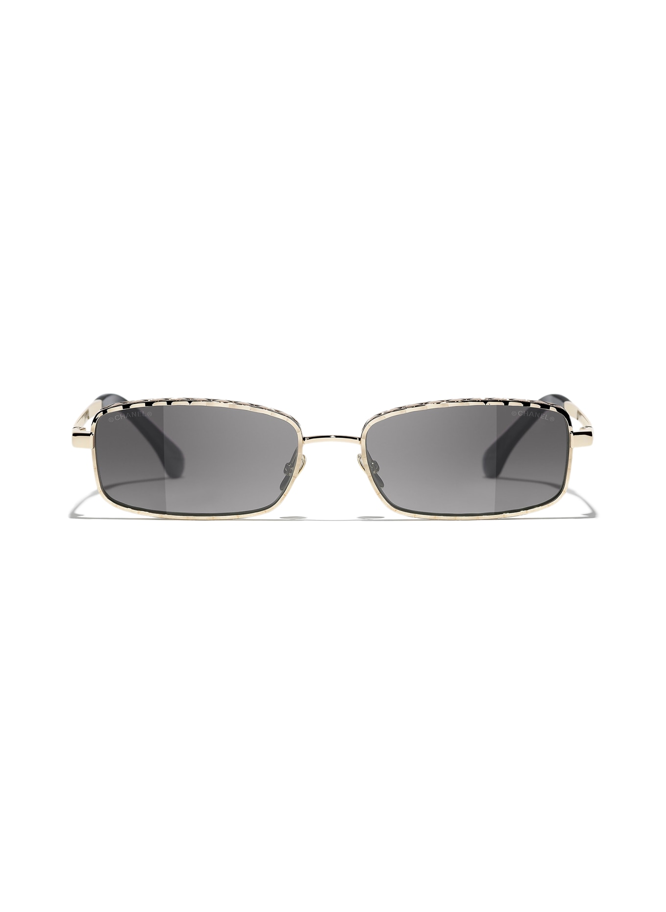 CHANEL Rechteckige Sonnenbrille: GOLD/ GRAU VERLAUF