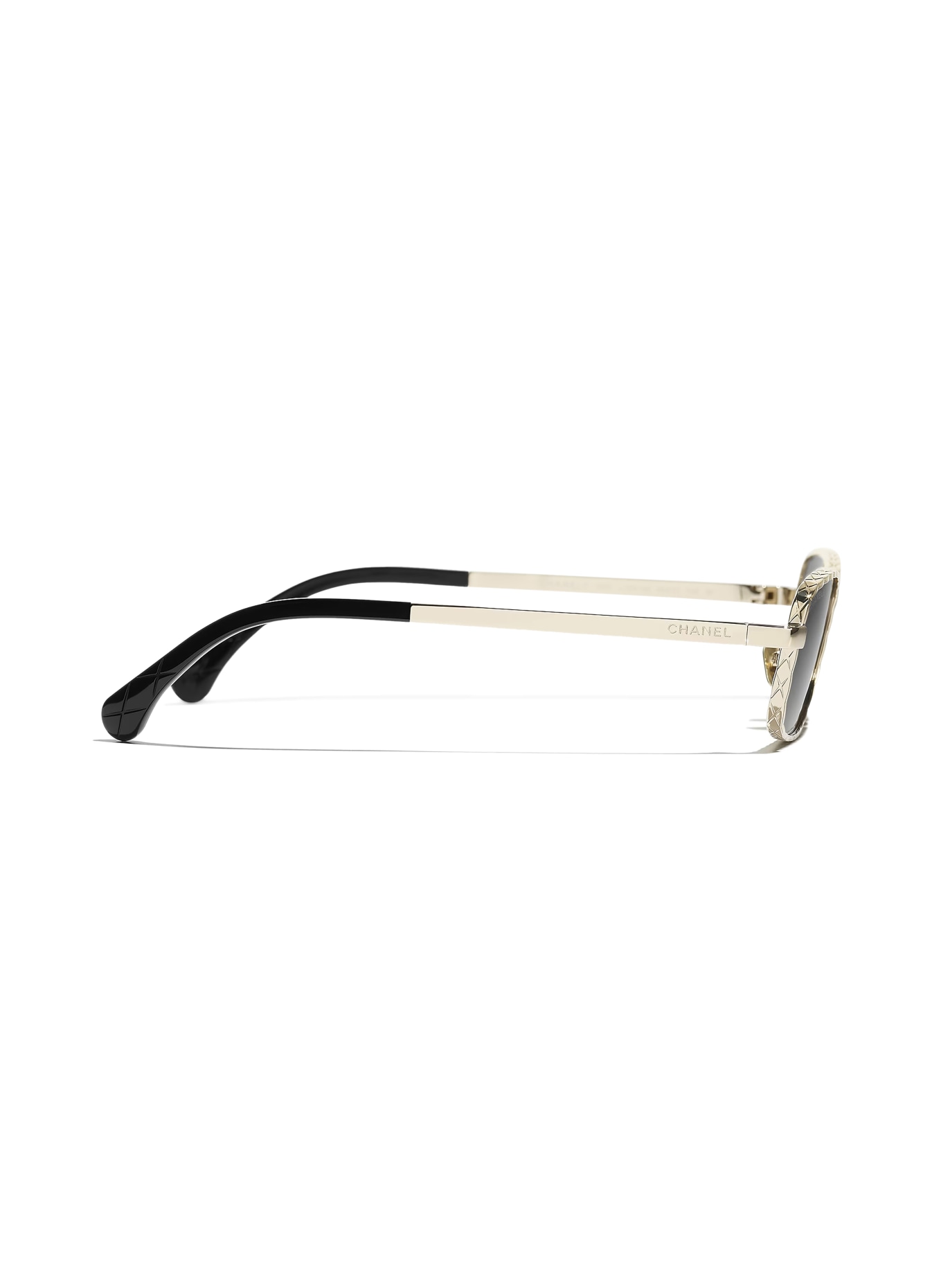 CHANEL Rechteckige Sonnenbrille: GOLD/ GRAU VERLAUF