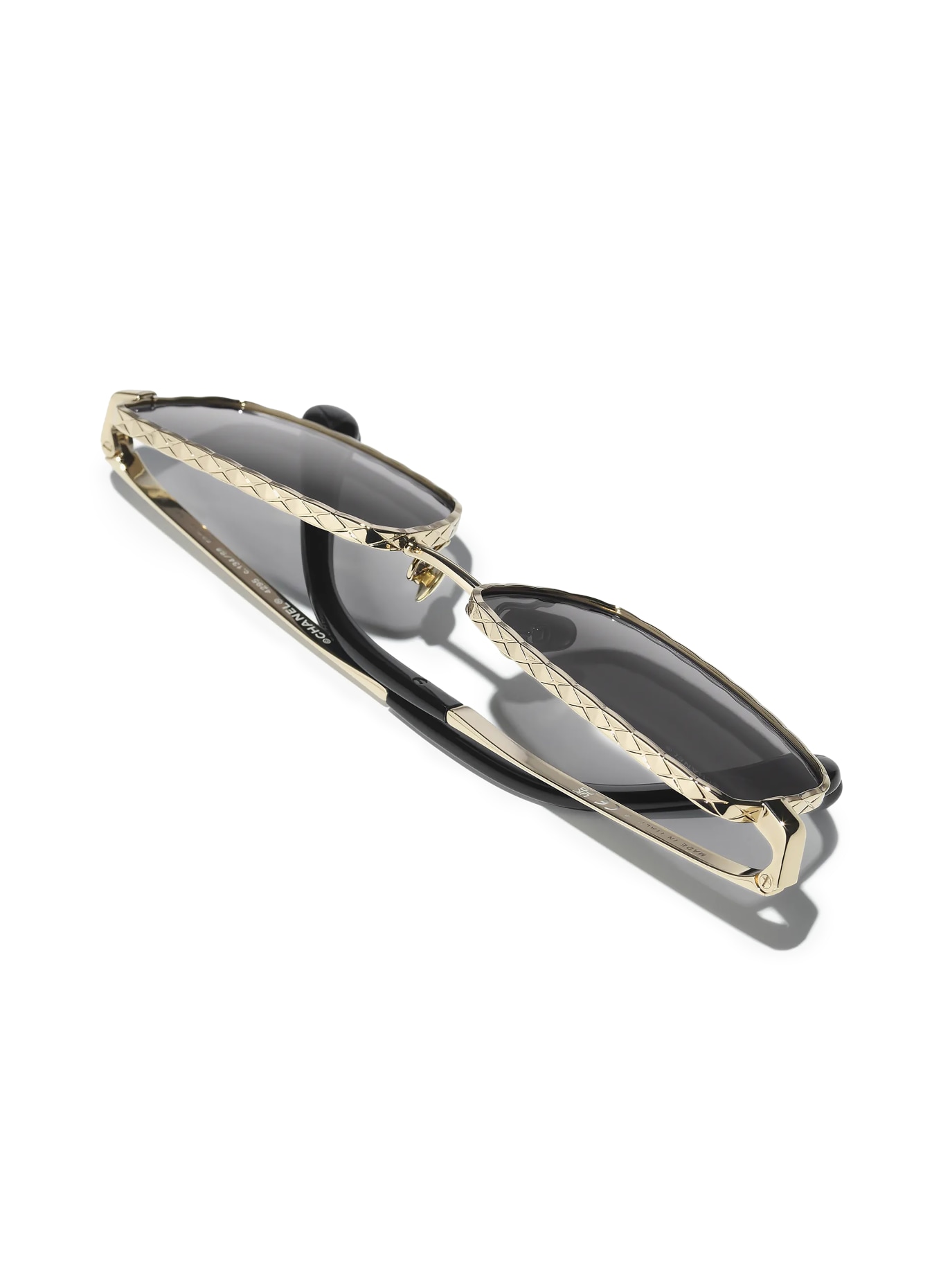 CHANEL Rechteckige Sonnenbrille: GOLD/ GRAU VERLAUF