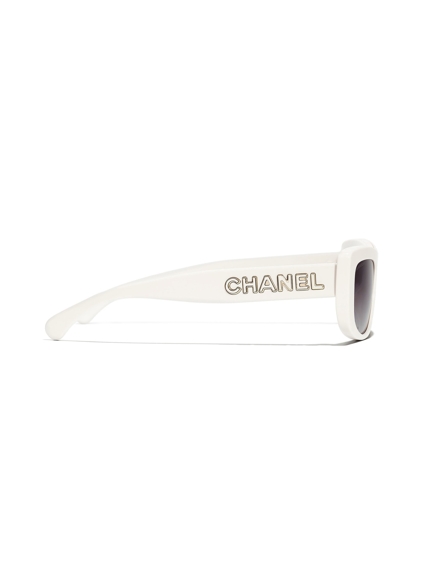 CHANEL Rechteckige Sonnenbrille: WEISS/ GRAU VERLAUF