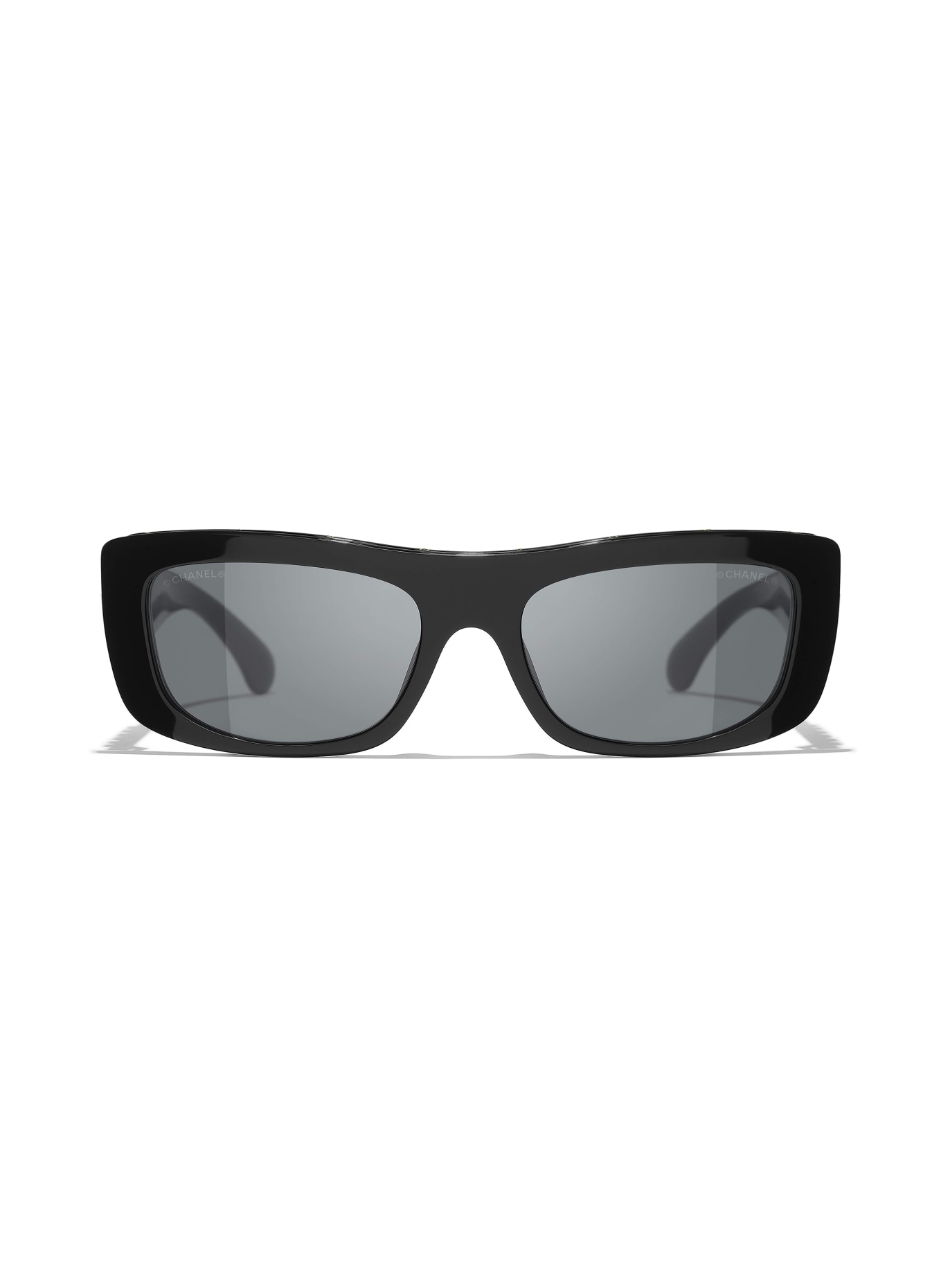 CHANEL Rechteckige Sonnenbrille: SCHWARZ/ DUNKELGRAU