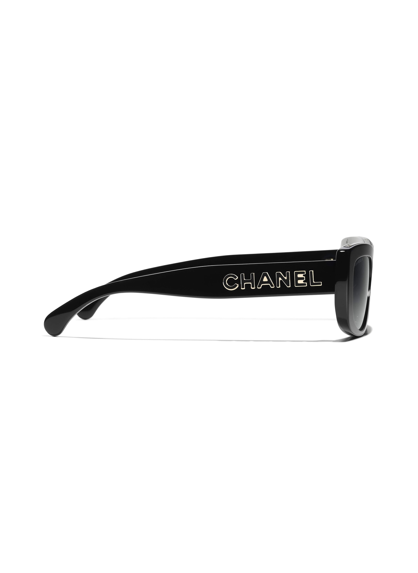 CHANEL Rechteckige Sonnenbrille: SCHWARZ/ DUNKELGRAU