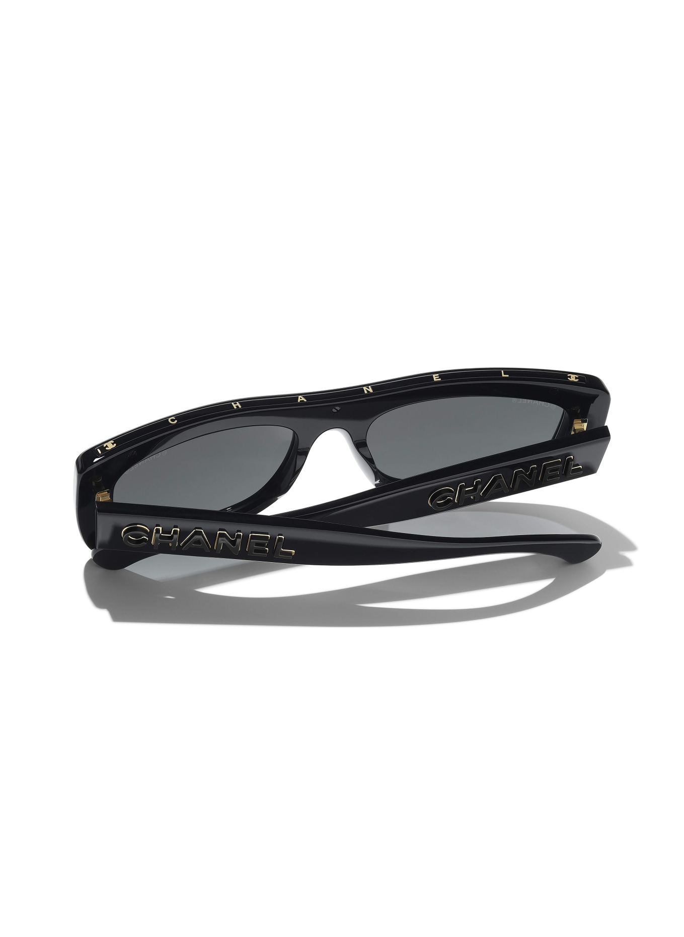 CHANEL Rechteckige Sonnenbrille: SCHWARZ/ DUNKELGRAU