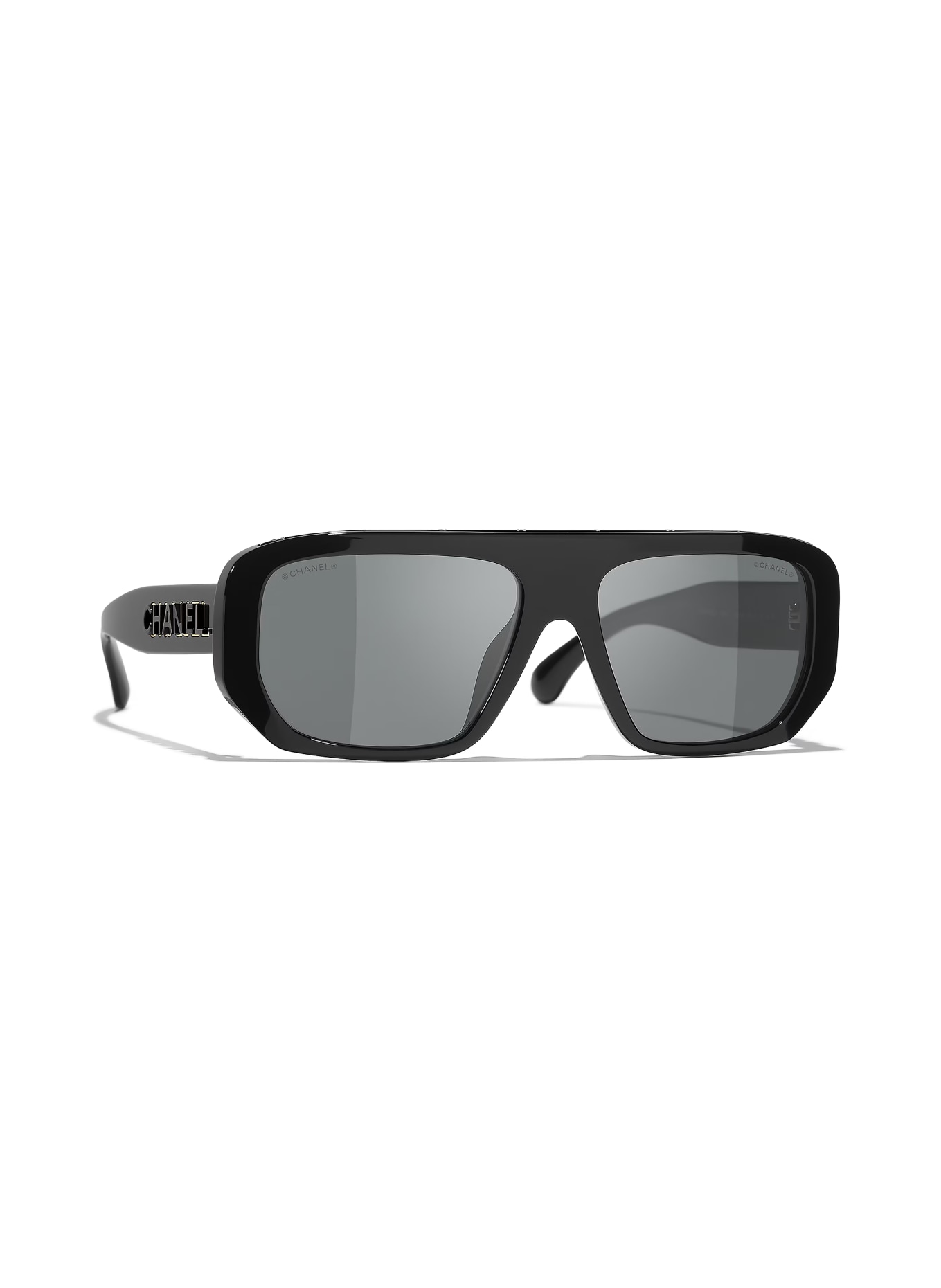 CHANEL Rechteckige Sonnenbrille: SCHWARZ/ DUNKELGRAU