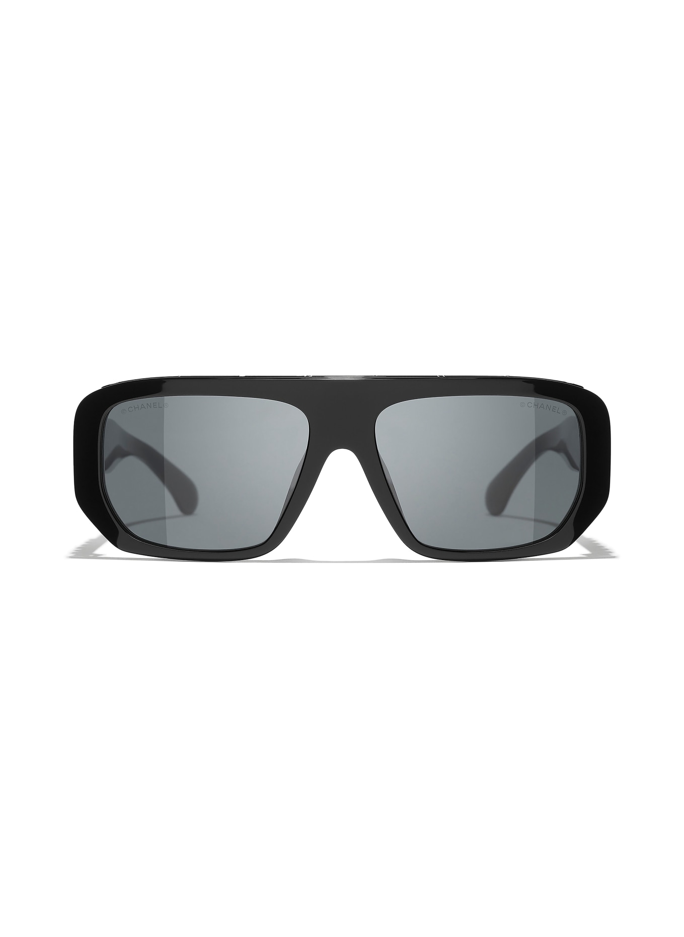 CHANEL Rechteckige Sonnenbrille: SCHWARZ/ DUNKELGRAU