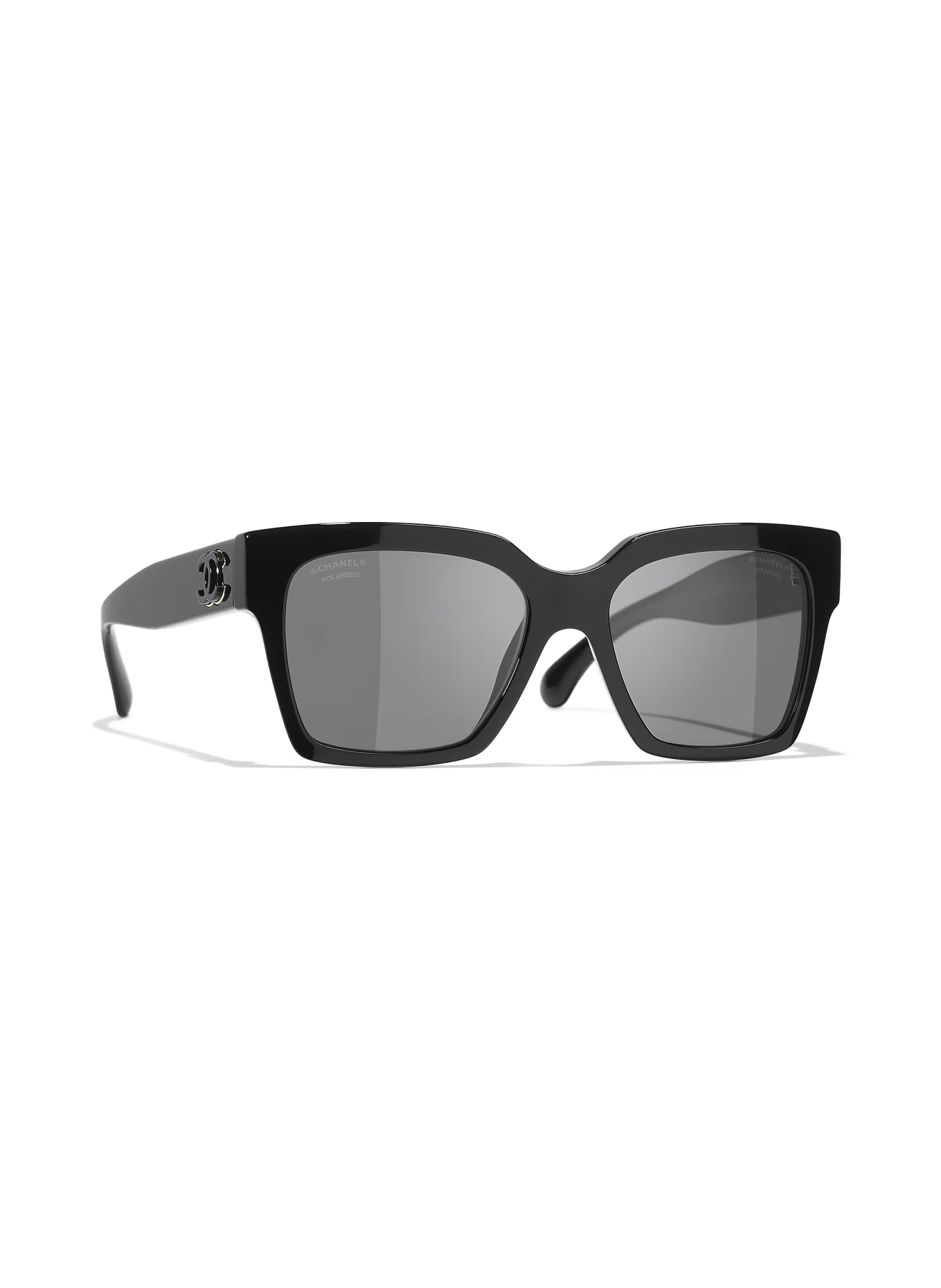 CHANEL Quadratische Sonnenbrille CH5557: SCHWARZ/ DUNKELGRAU POLARISIERT