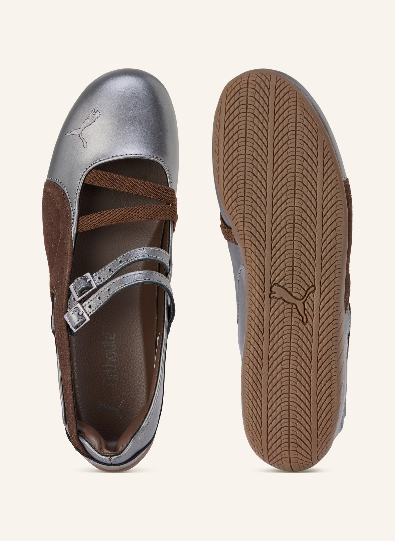 PUMA Mary Jane ballerina flats SPEEDCAT LUX: TAUPE / DARK BROWN