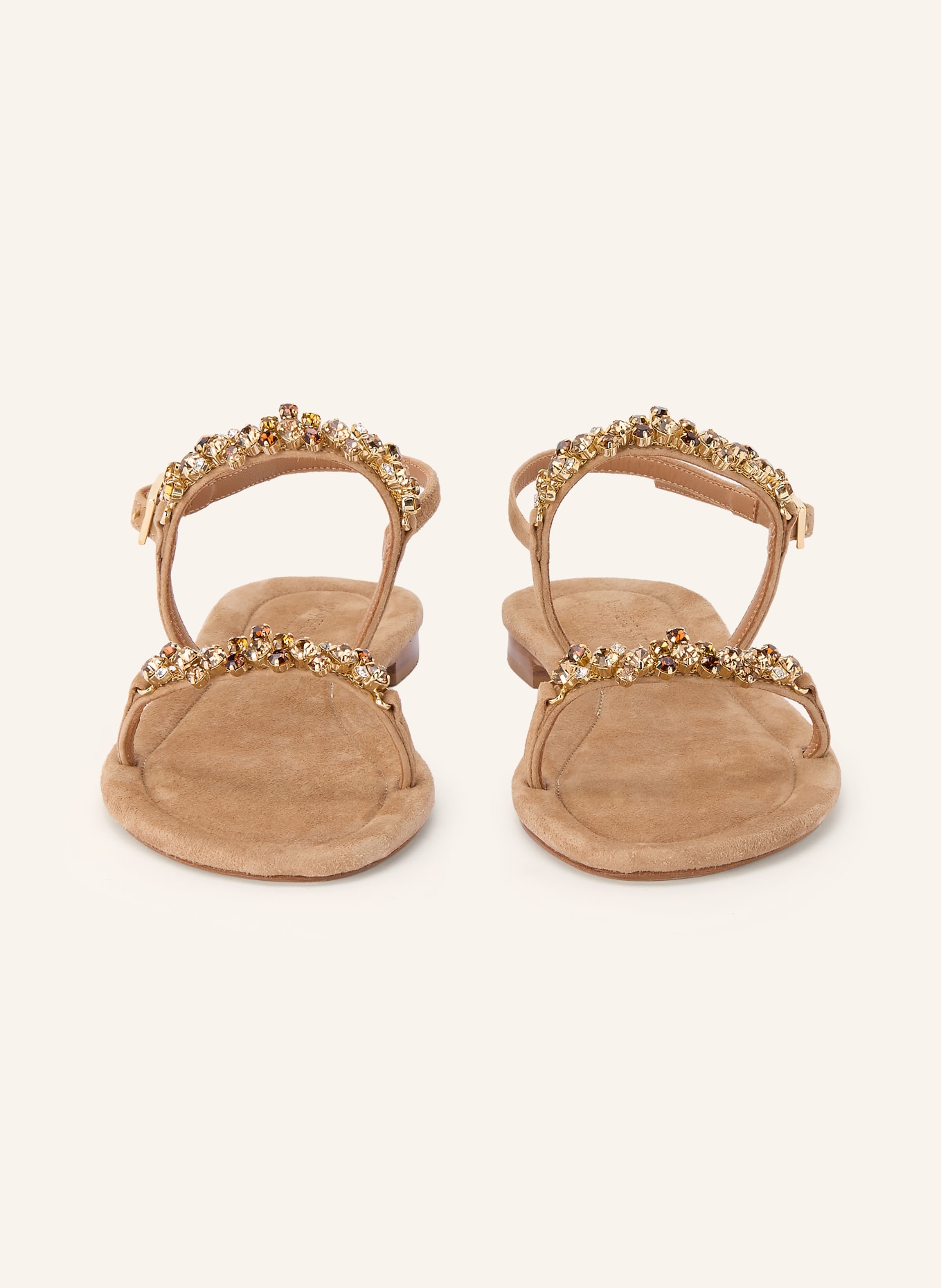 VIAMERCANTI Sandalen mit Schmucksteinbesatz: BRAUN