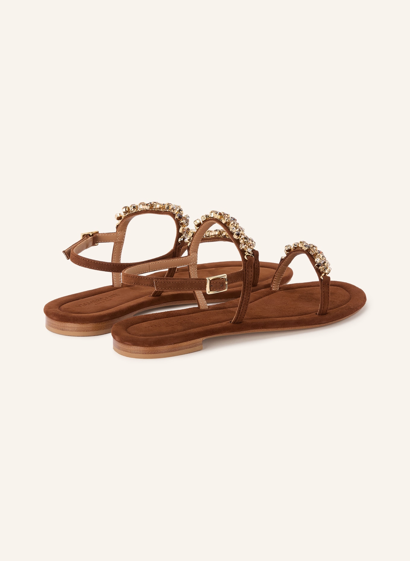 VIAMERCANTI Sandales ornées de pierres précieuses: MARRON FONCÉ