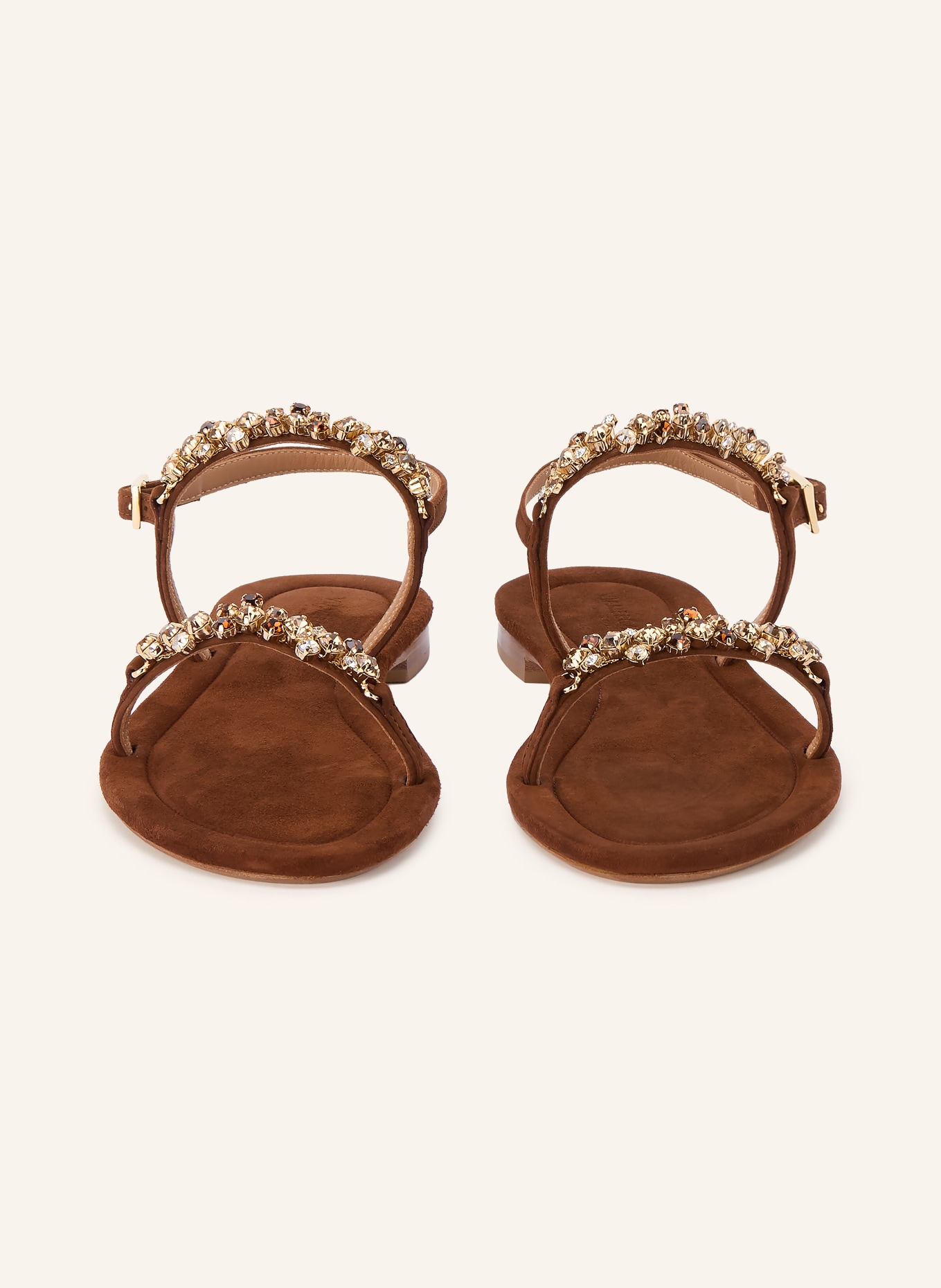 VIAMERCANTI Sandales ornées de pierres précieuses: MARRON FONCÉ