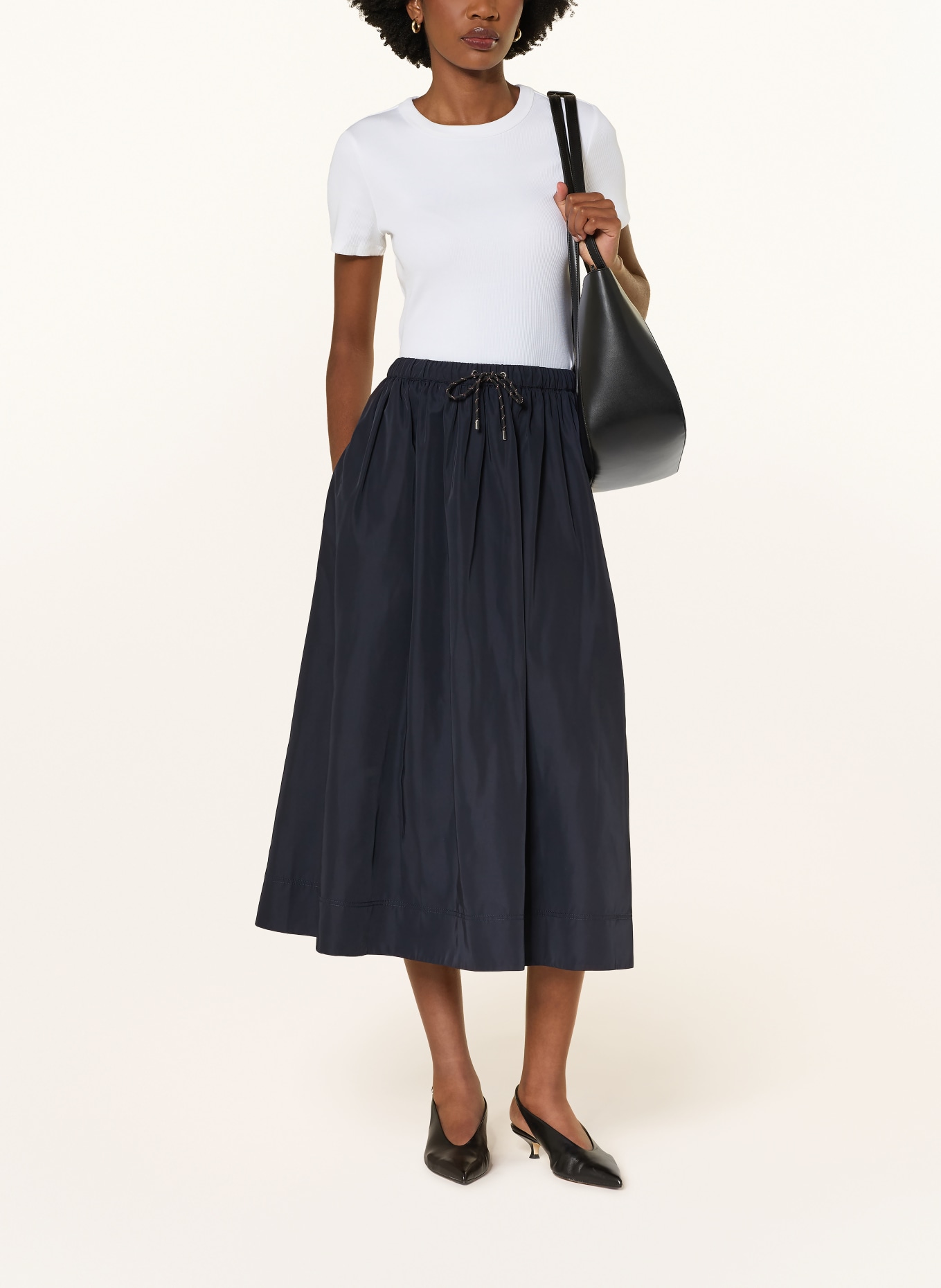 Veronica Beard Saténová sukně BATES: TMAVĚ MODRÁ