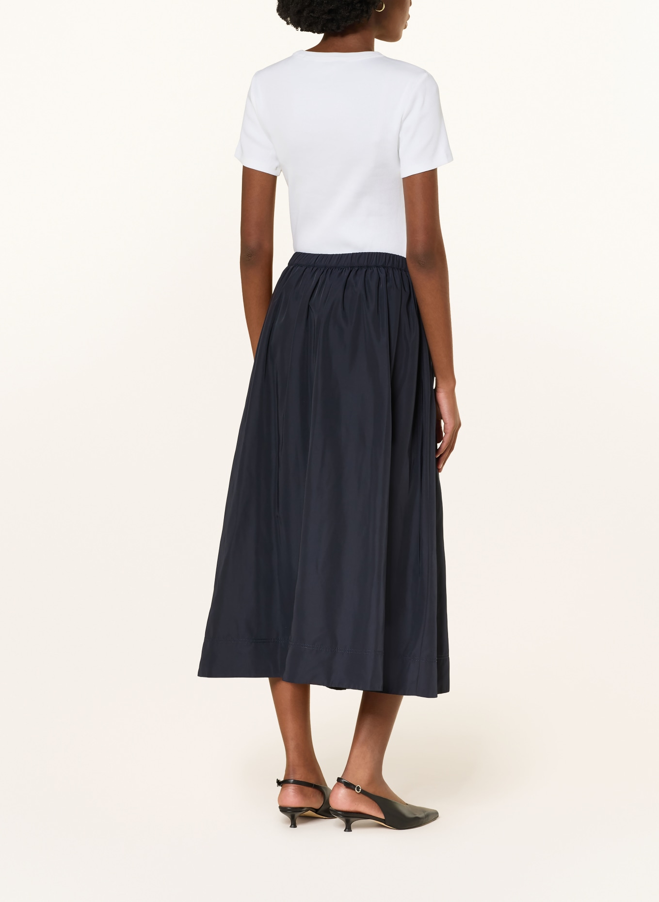 Veronica Beard Saténová sukně BATES: TMAVĚ MODRÁ