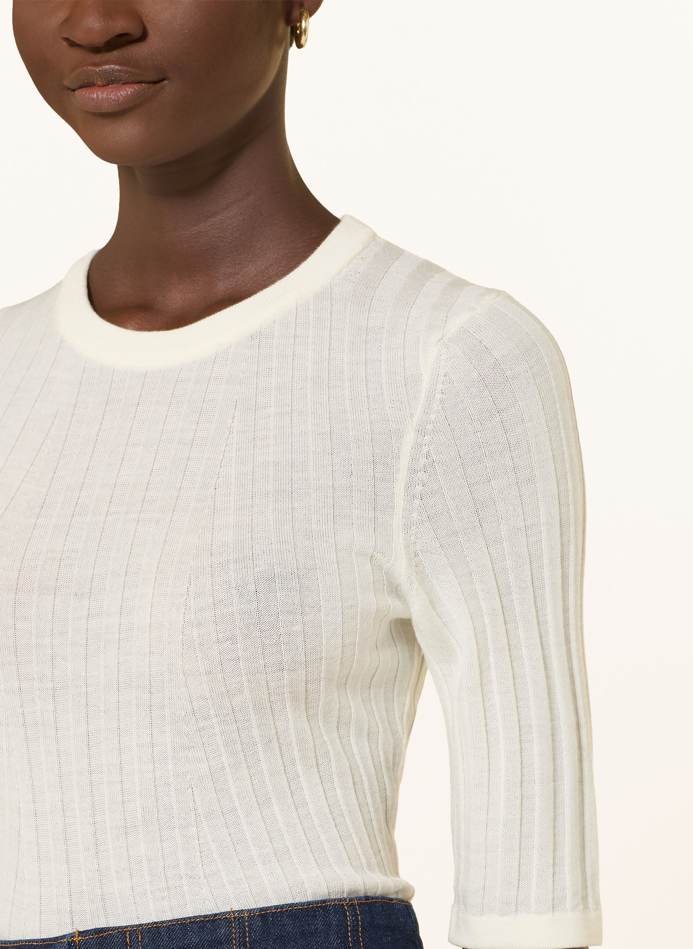 Veronica Beard Strickshirt DEBOIS aus Merinowolle: CREME