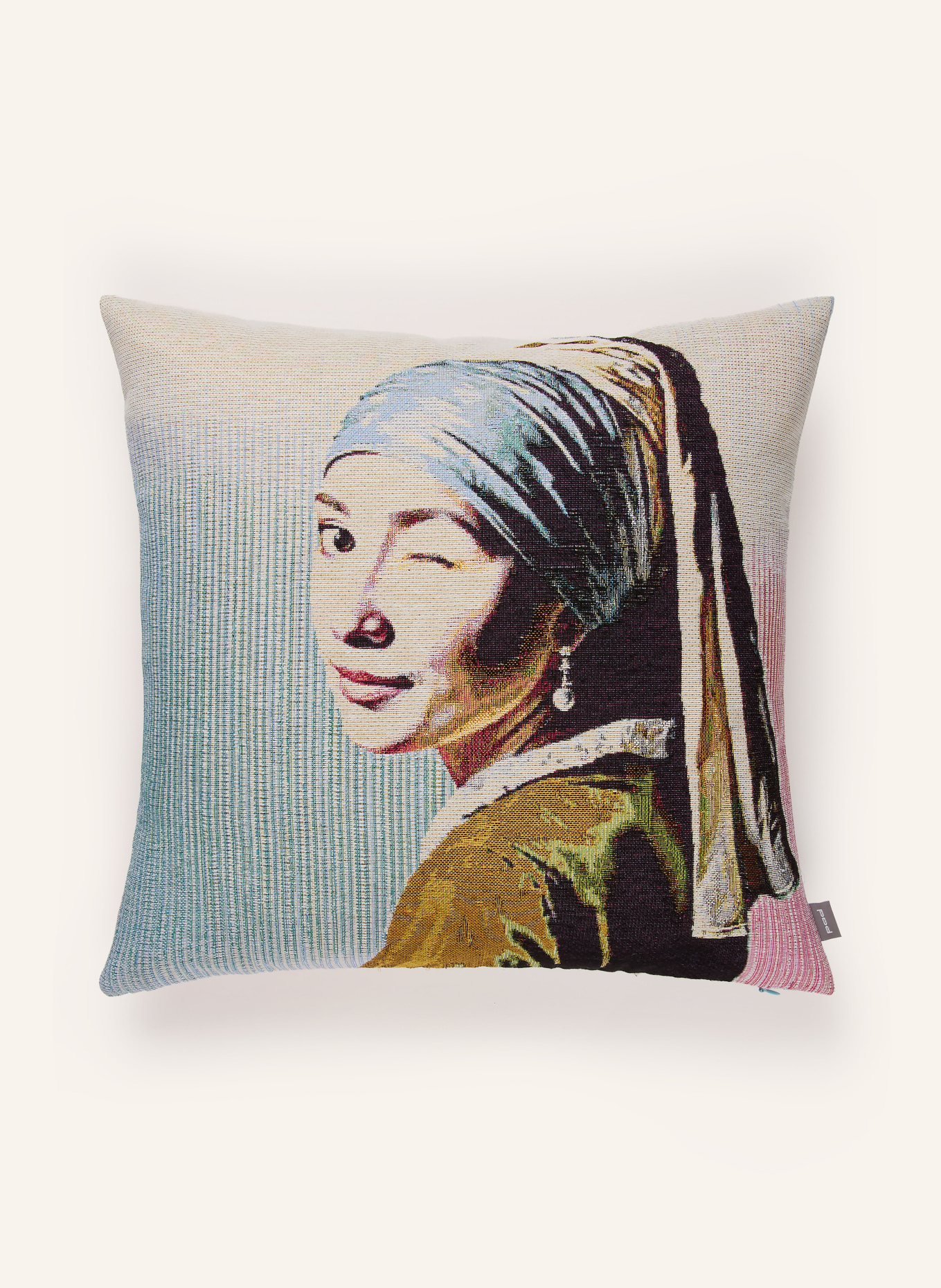 PAD Decorative pillowcase LEGEND: CREAM / GREEN / LIGHT BLUE