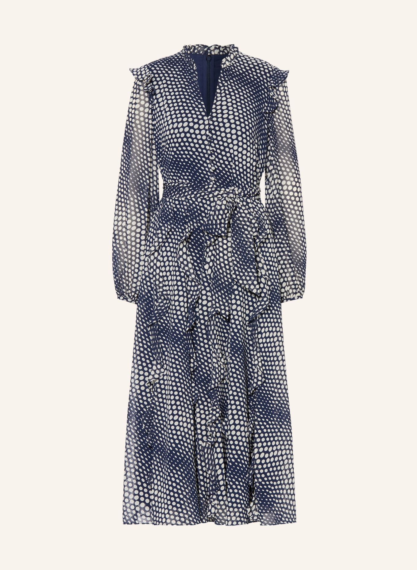 HOBBS Sukienka MIRIAM z falbanami: GRANATOWY / KREMOWY