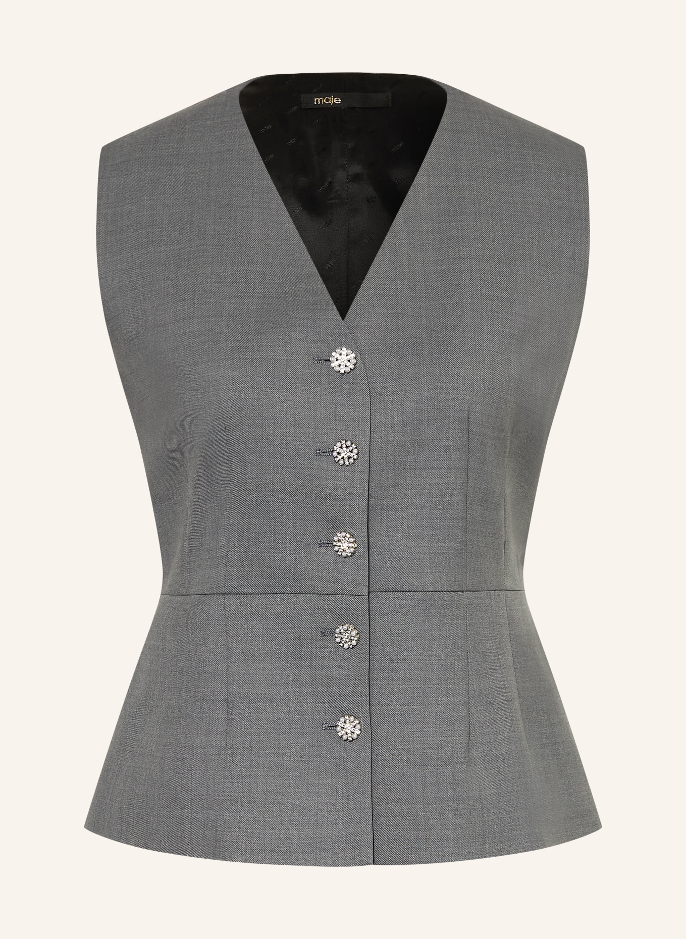 maje Blazerweste mit Schmucksteinen: GRAU