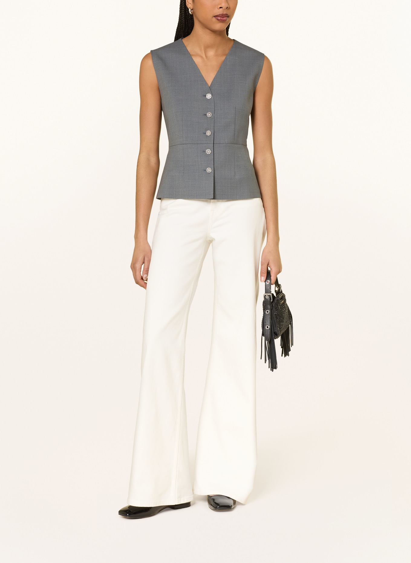 maje Blazerweste mit Schmucksteinen: GRAU