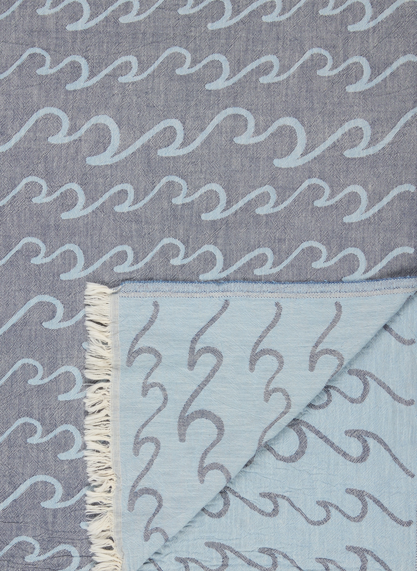 PAD Strandtuch BEACH PALM: HELLBLAU / CREME / BLAUGRAU