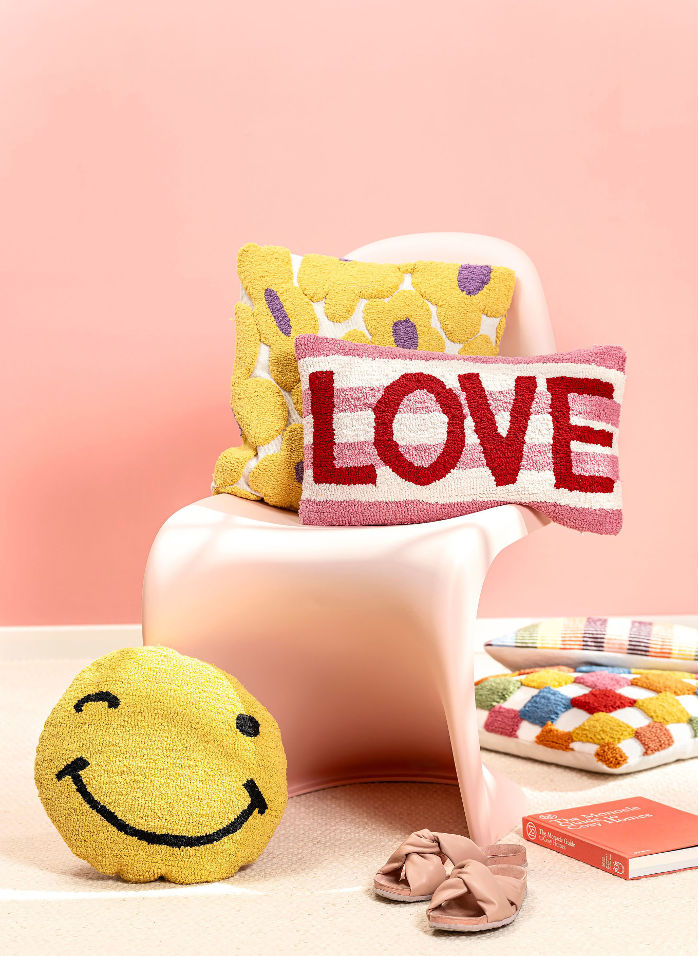 MAGMA SUNNY decorative pillowcase: CREAM / PINK / DARK RED