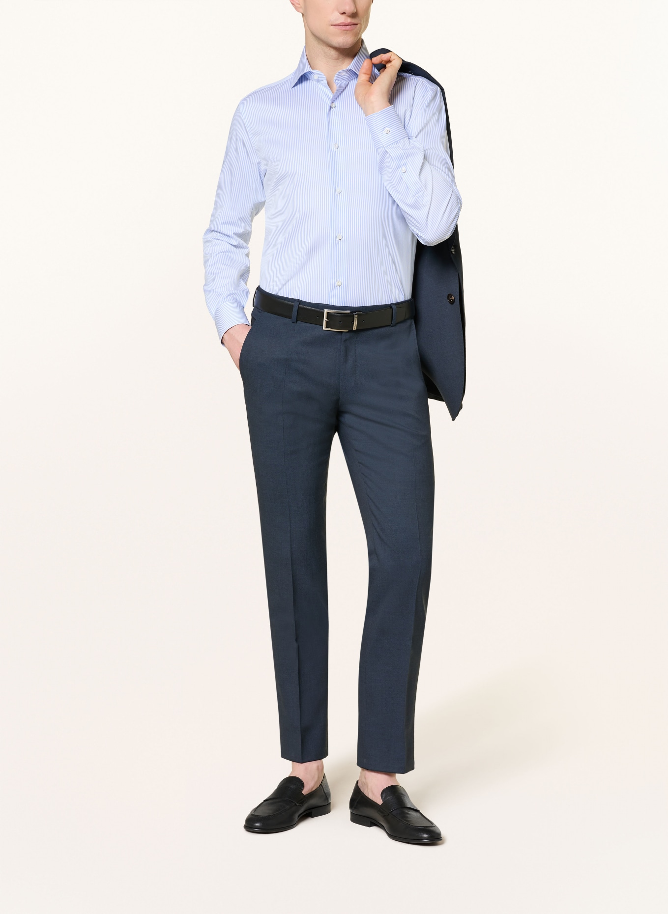 BARBA NAPOLI Chemise Slim Fit: BLEU CLAIR / BLANC