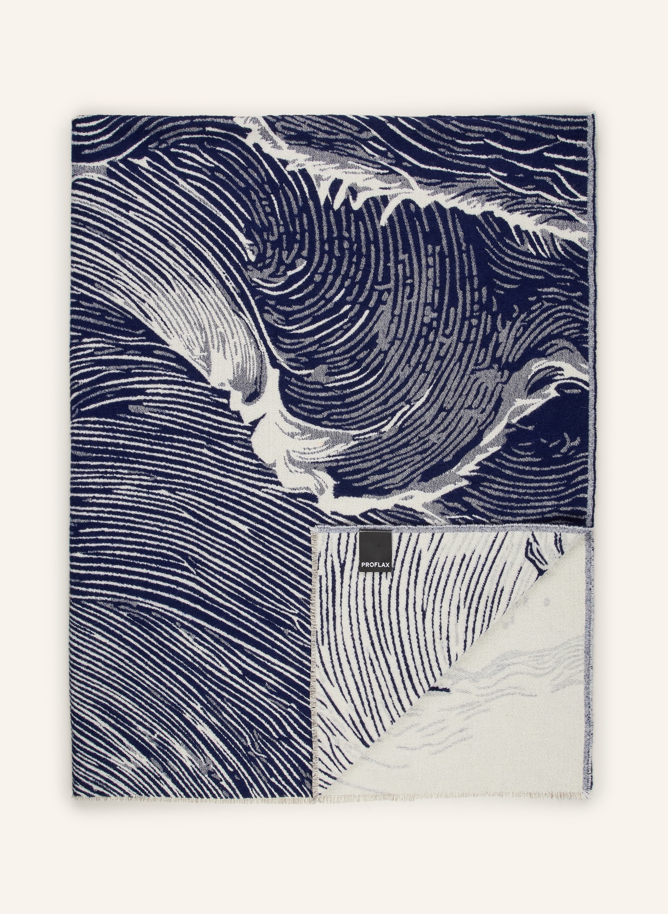 PROFLAX Plaid WAVES: DUNKELBLAU / CREME