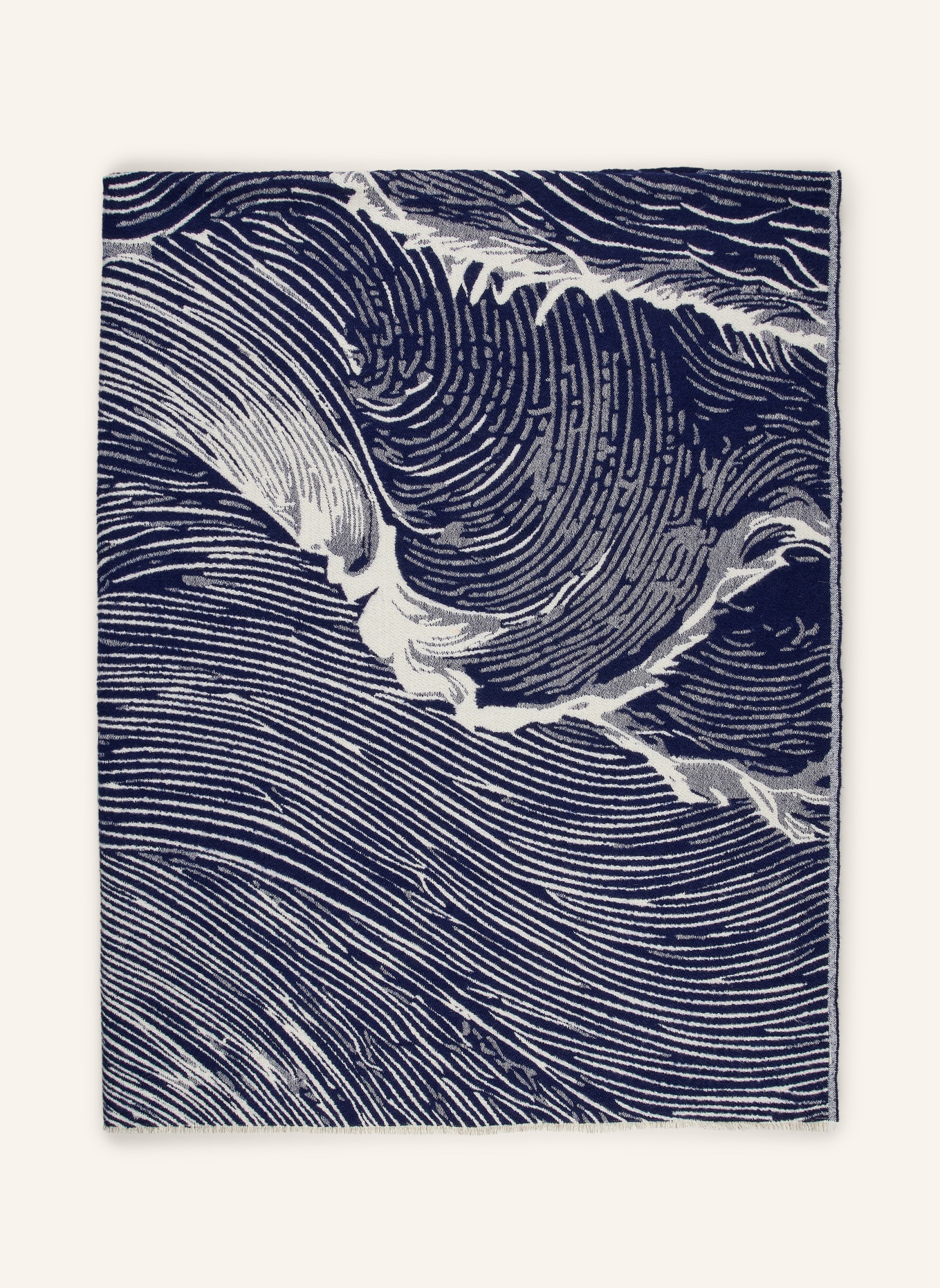 PROFLAX Plaid WAVES: DUNKELBLAU / CREME