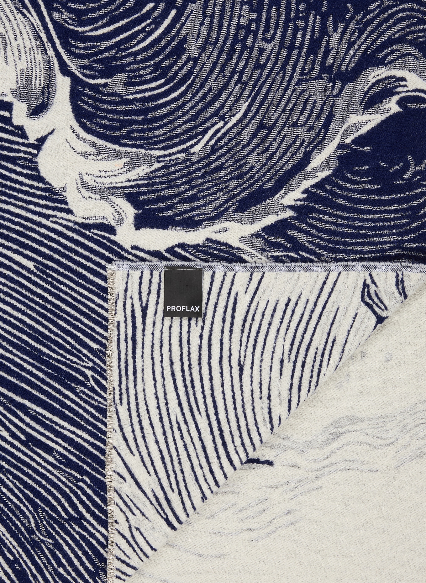 PROFLAX Plaid WAVES: DUNKELBLAU / CREME