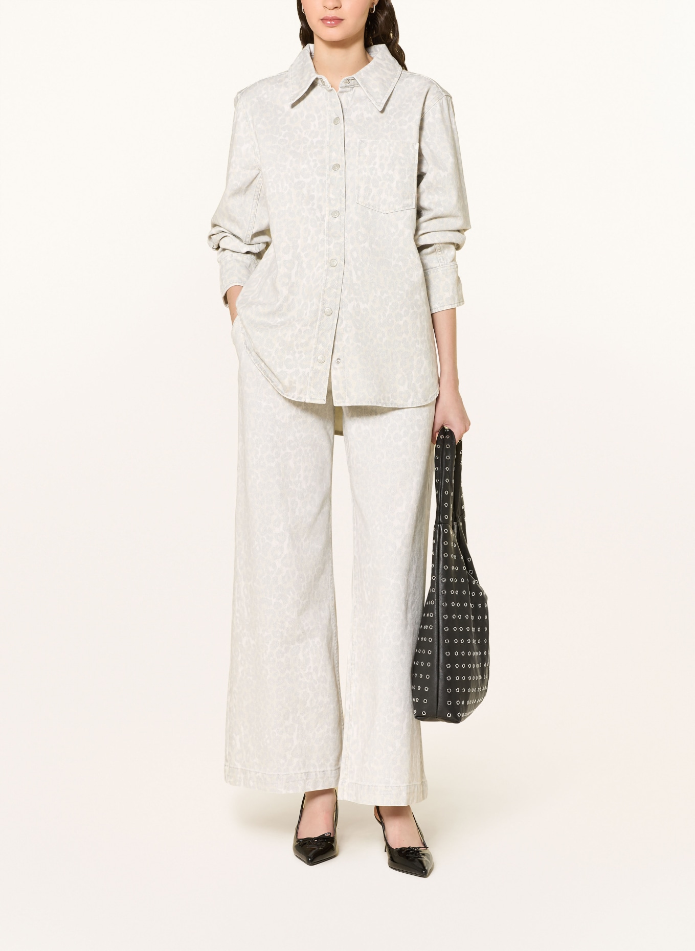 Lala Berlin Dżinsy z szerokimi nogawkami PALOMA: washed cream leo