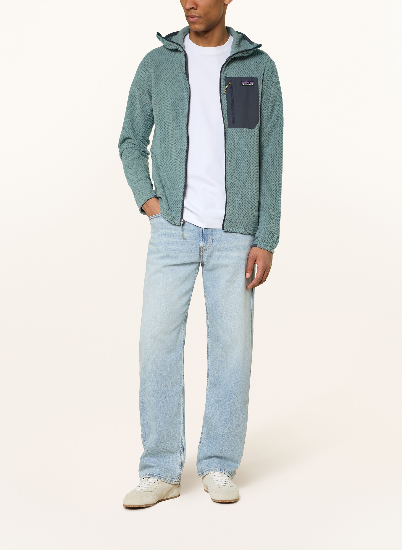 patagonia Fleecová bunda R1® AIR: PETROLEJOVÁ