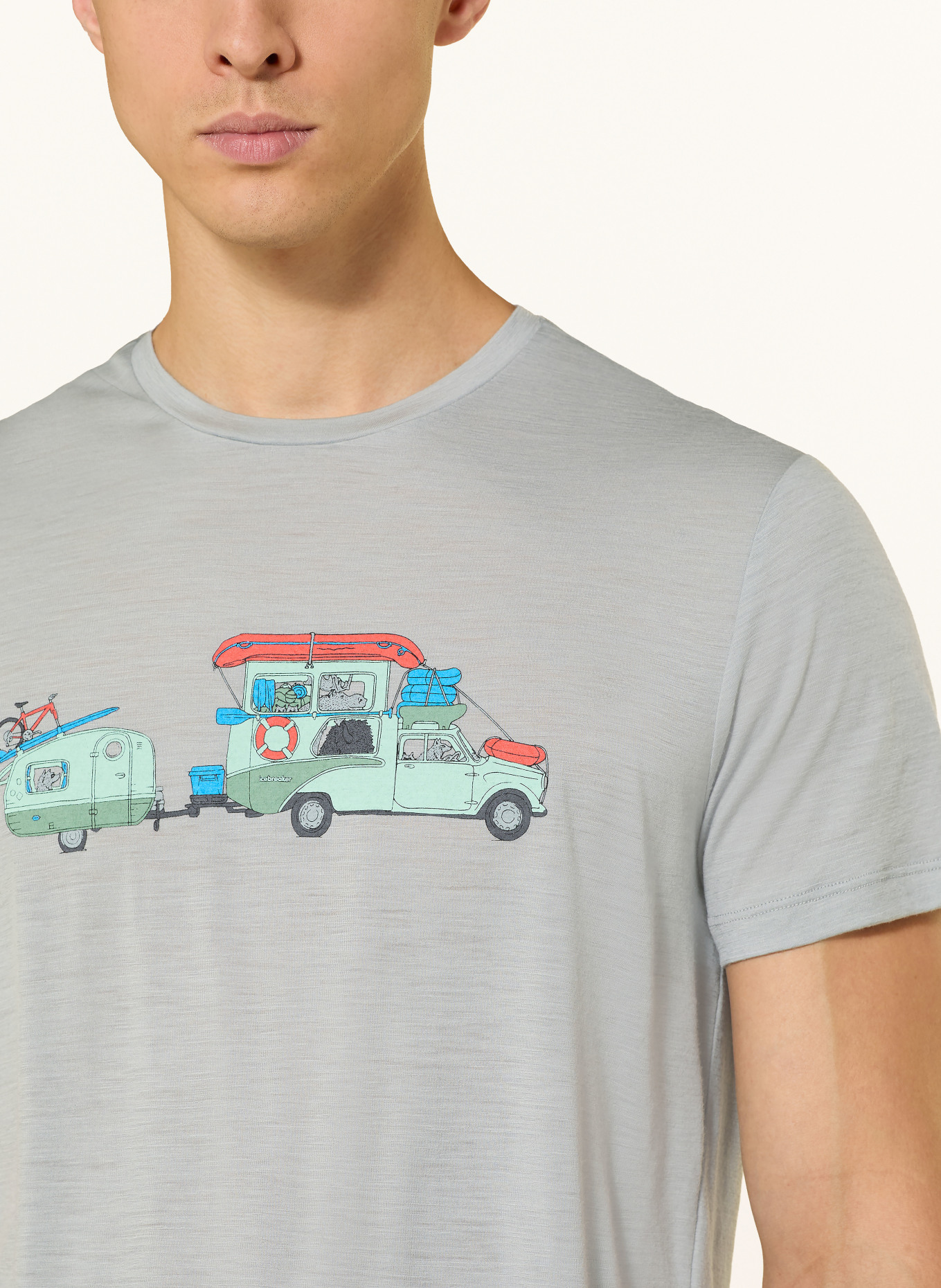 icebreaker Koszulka MERINO 150 TECH LITE: JASNOCZARY / POMARAŃCZOWY / JASNOZIELONY