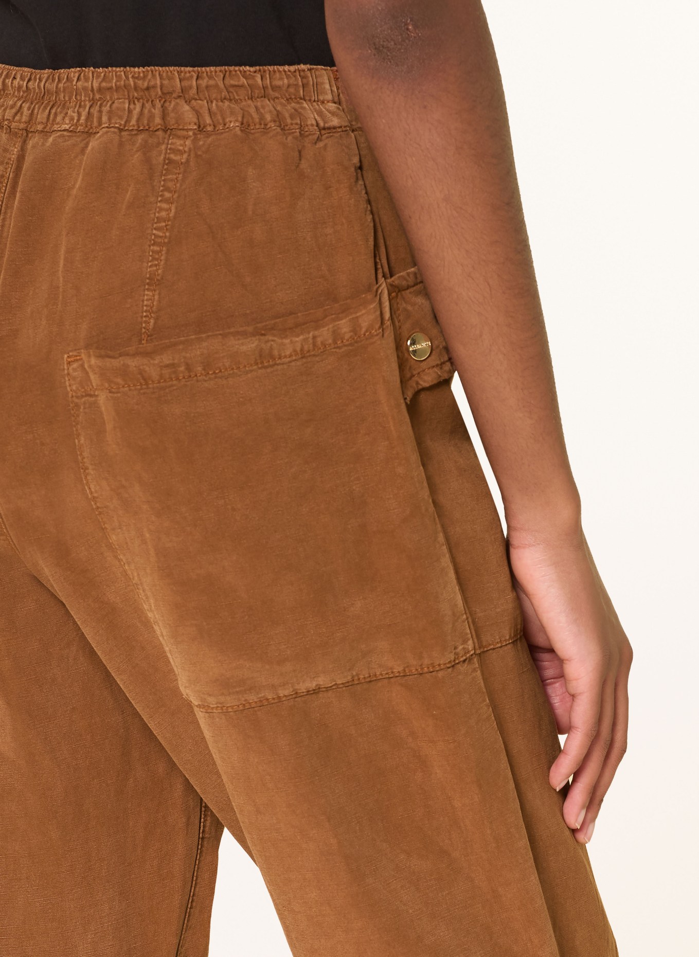 ALLSAINTS VAL cargo pants with drawstring: COGNAC / GOLD